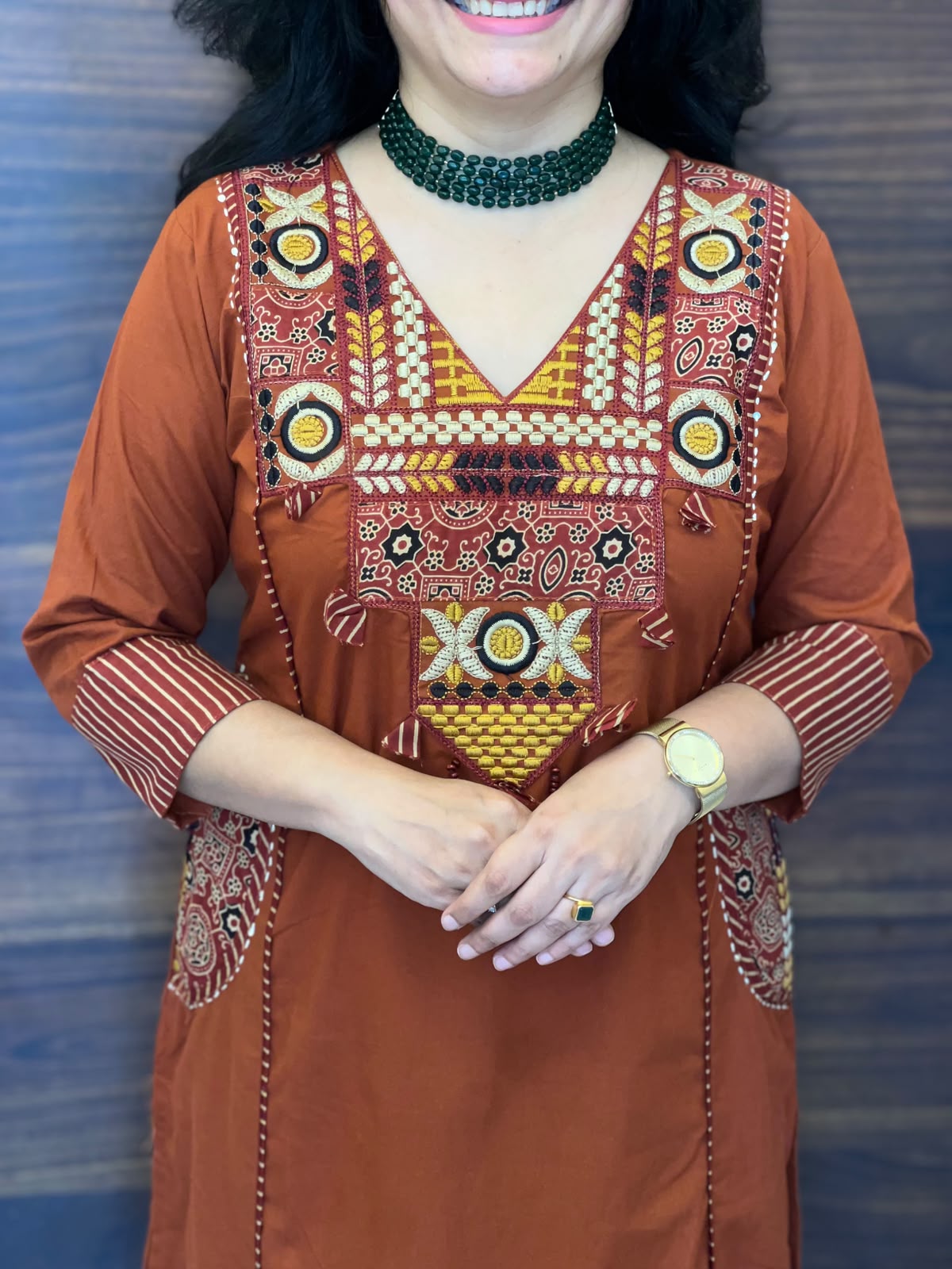 Brick Orange Colour Pure Cotton Dupatta Set