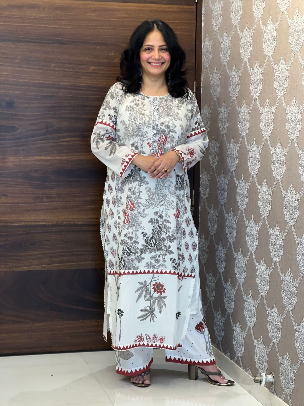 Black & White Pure Cotton Dupatta Set