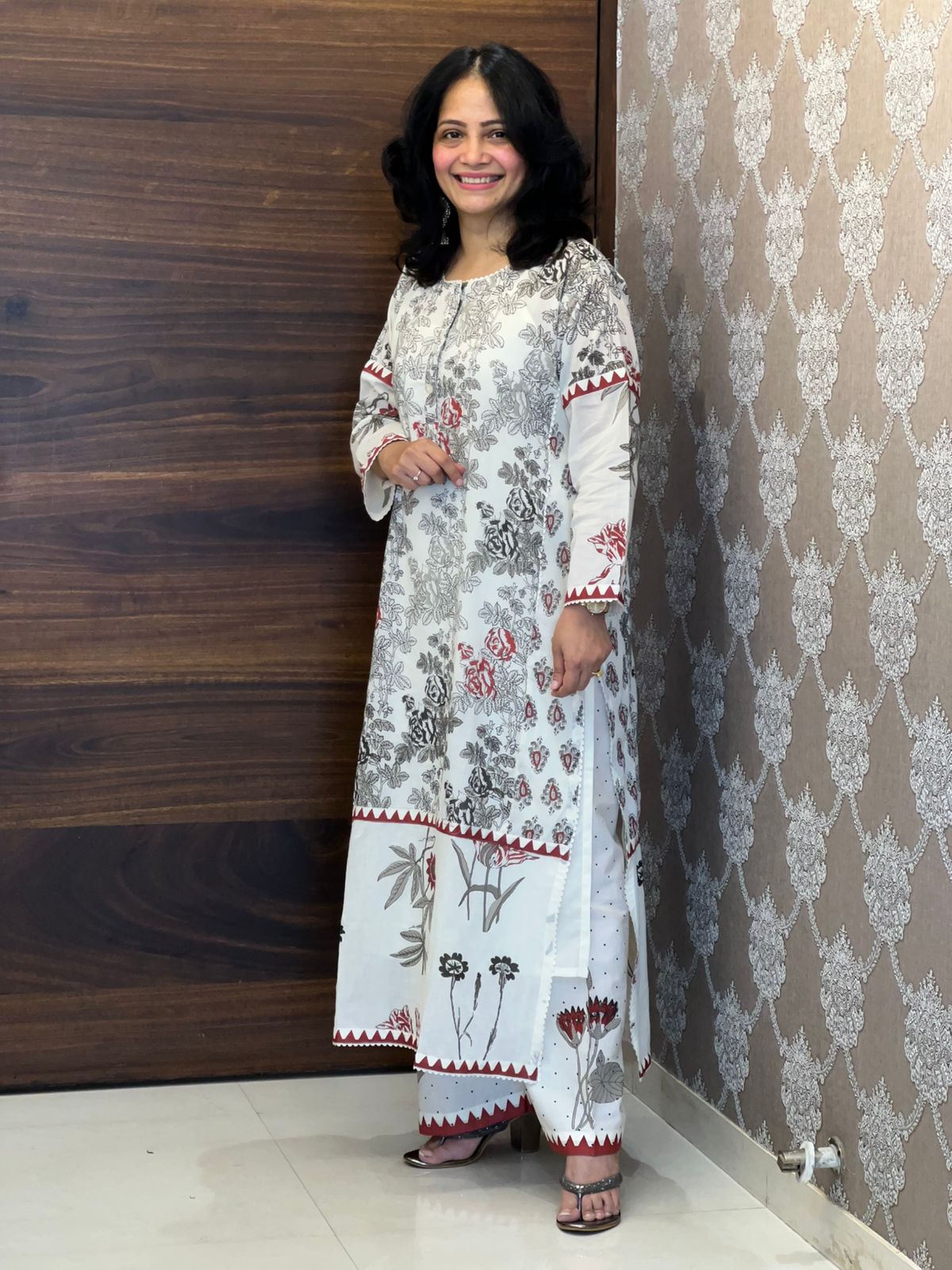 Black & White Pure Cotton Dupatta Set