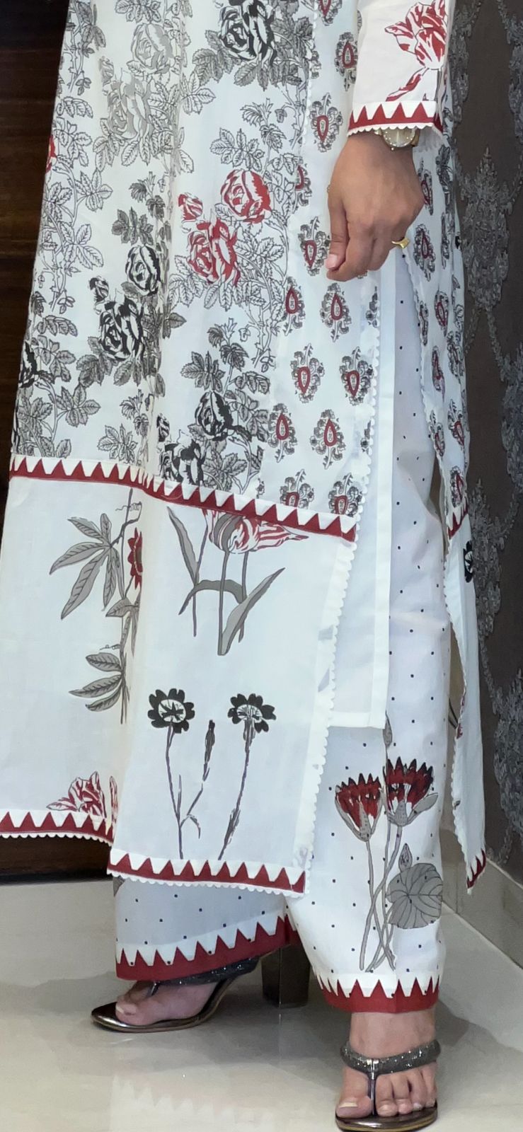 Black & White Pure Cotton Dupatta Set