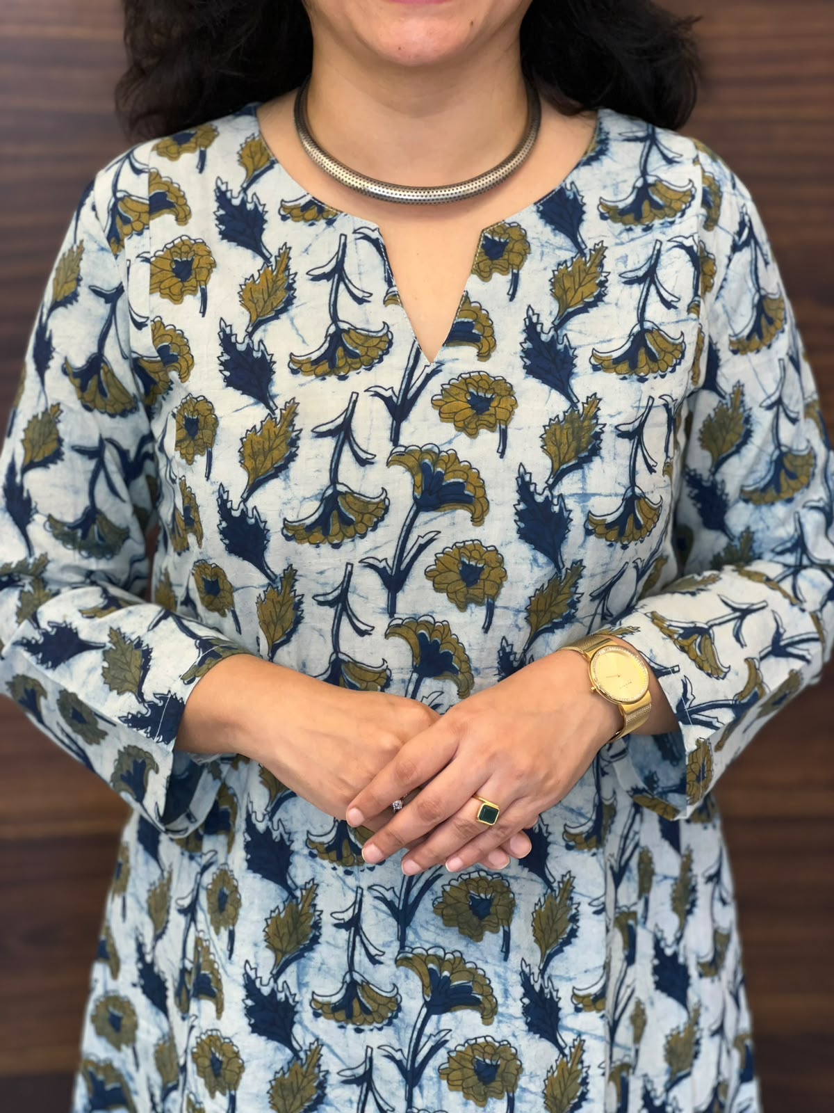 Indigo Color Vanaspati Hand Block Print Pure Cotton A Line Kurti
