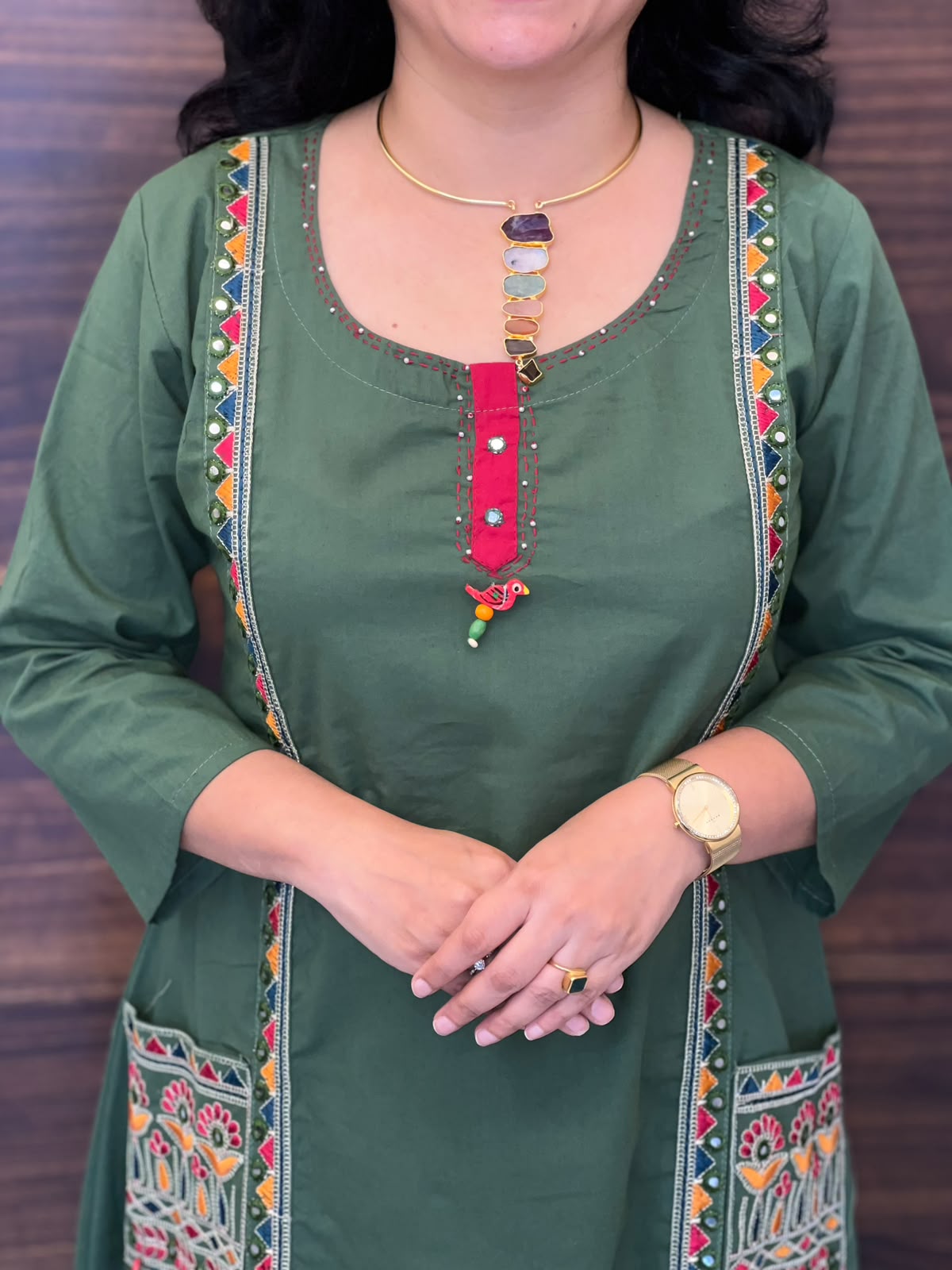 Forest Green Colour Pure Cotton Dupatta Set