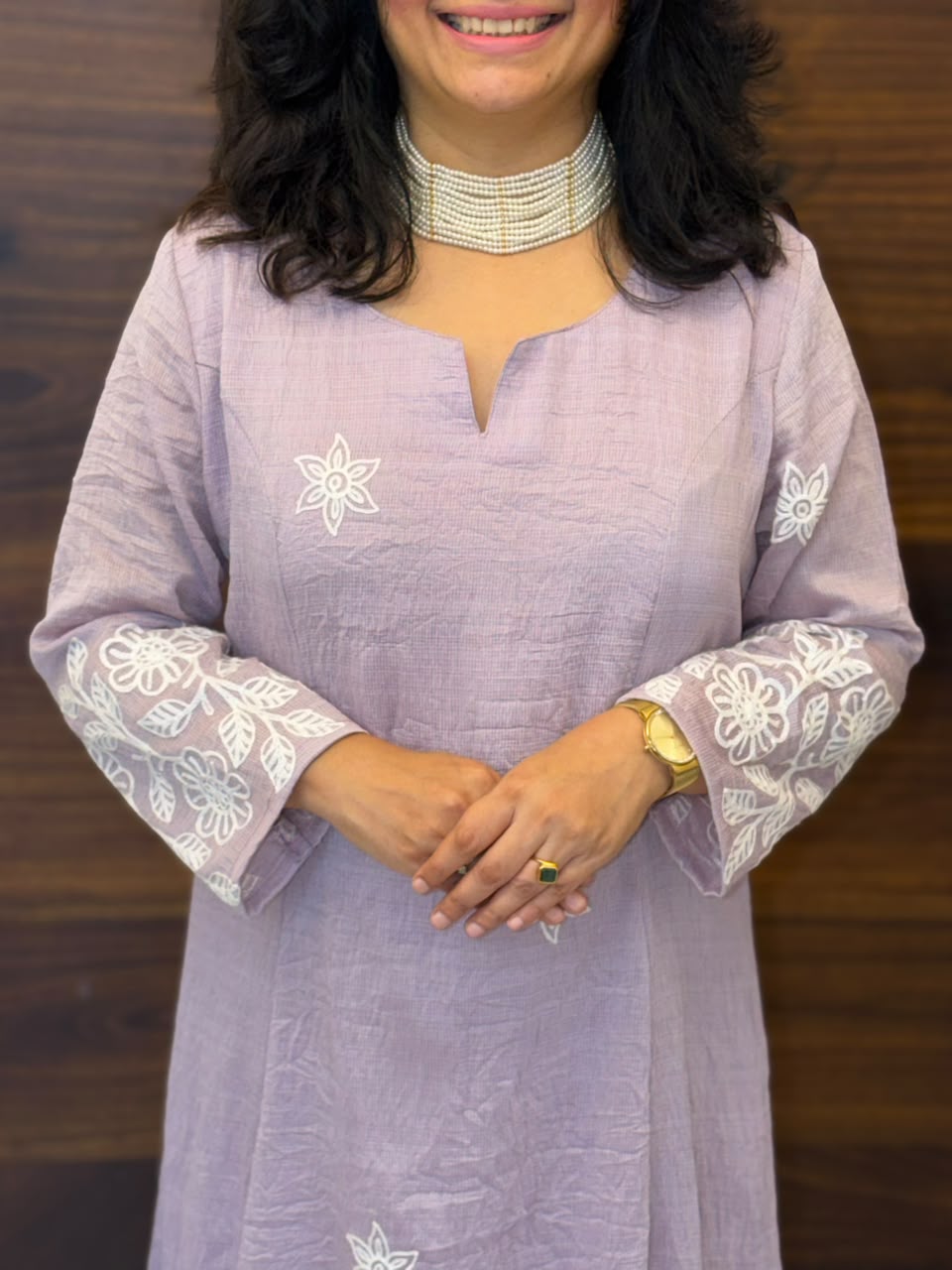 Pastel Lavender Color Mul Chanderi Dupatta Set