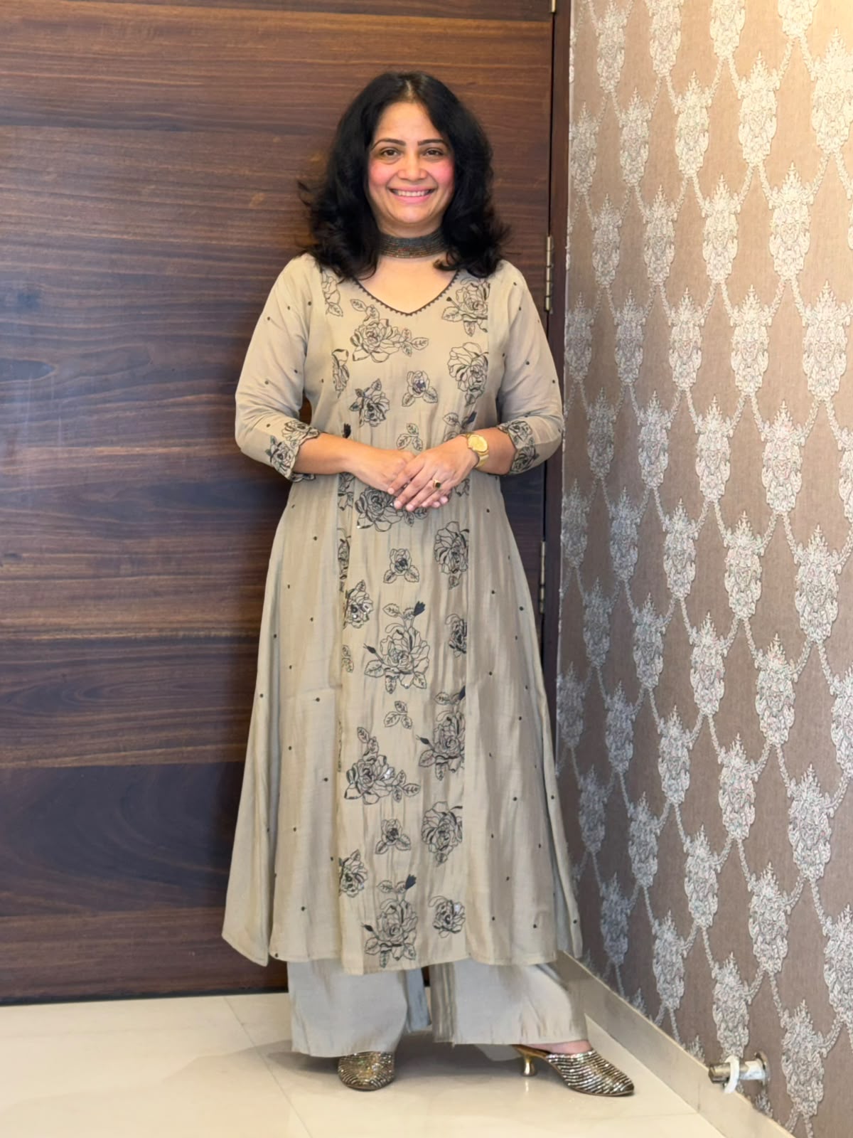 Warm Beige Color Mul Chanderi Dupatta Set