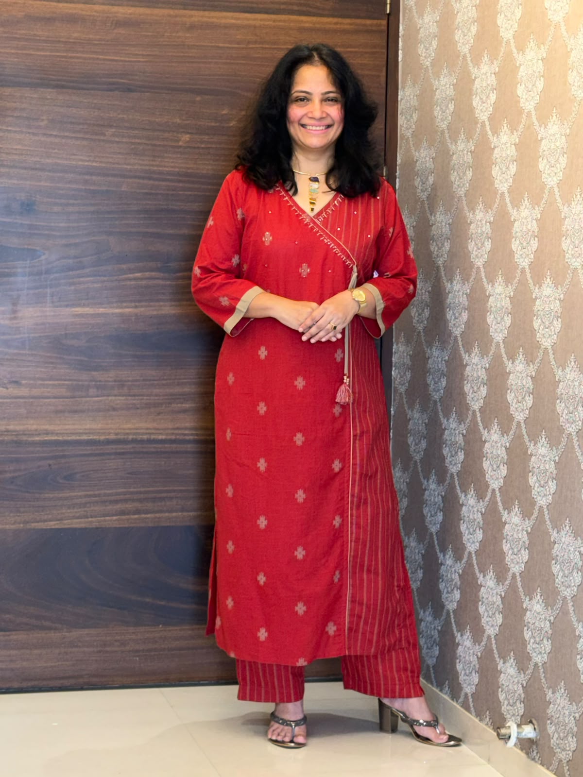 Rust Color Angrakha Pure Cotton Dupatta Set