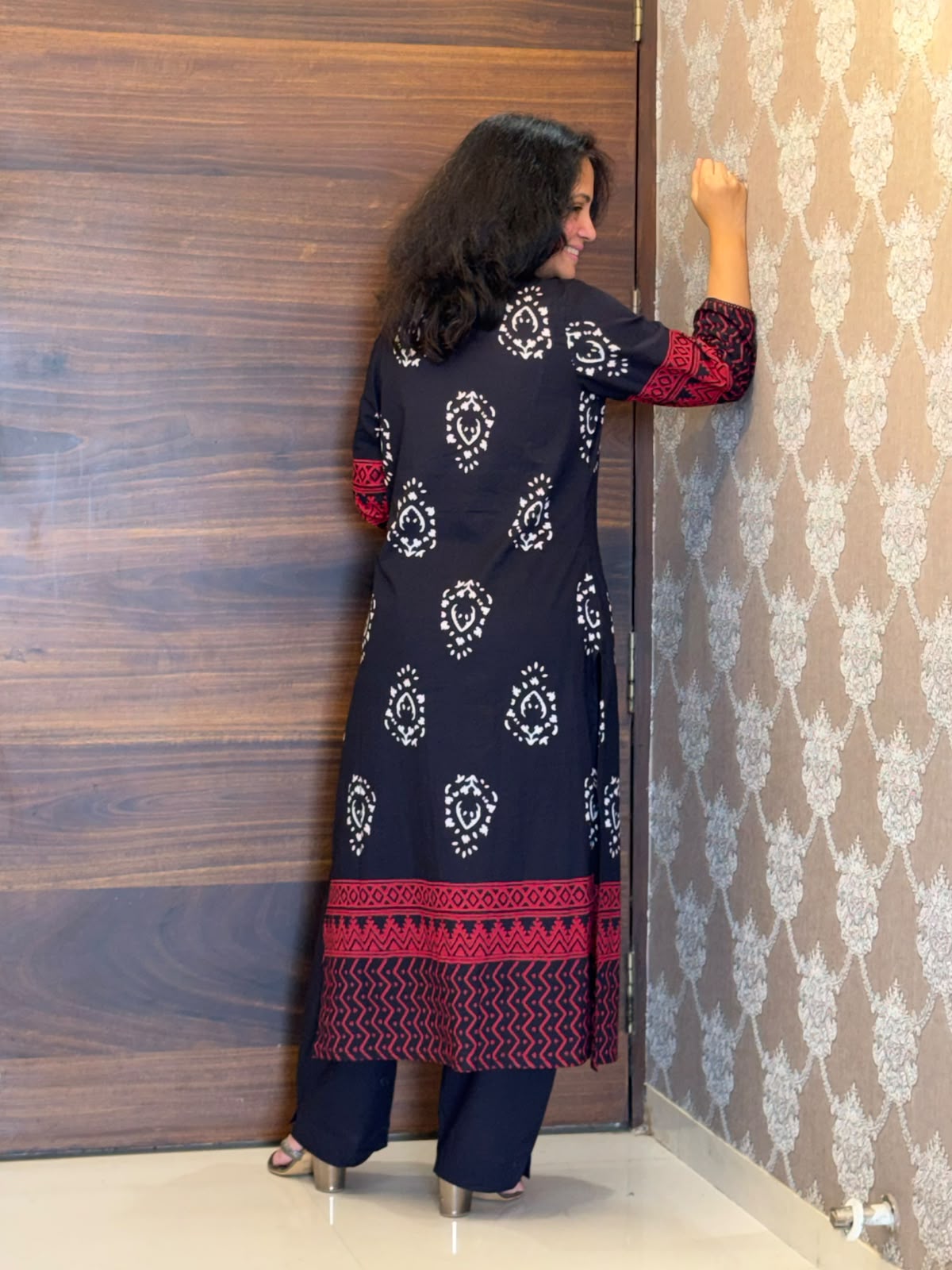 Black Color Block-Printed Pure Cotton Dupatta Set- Style 3
