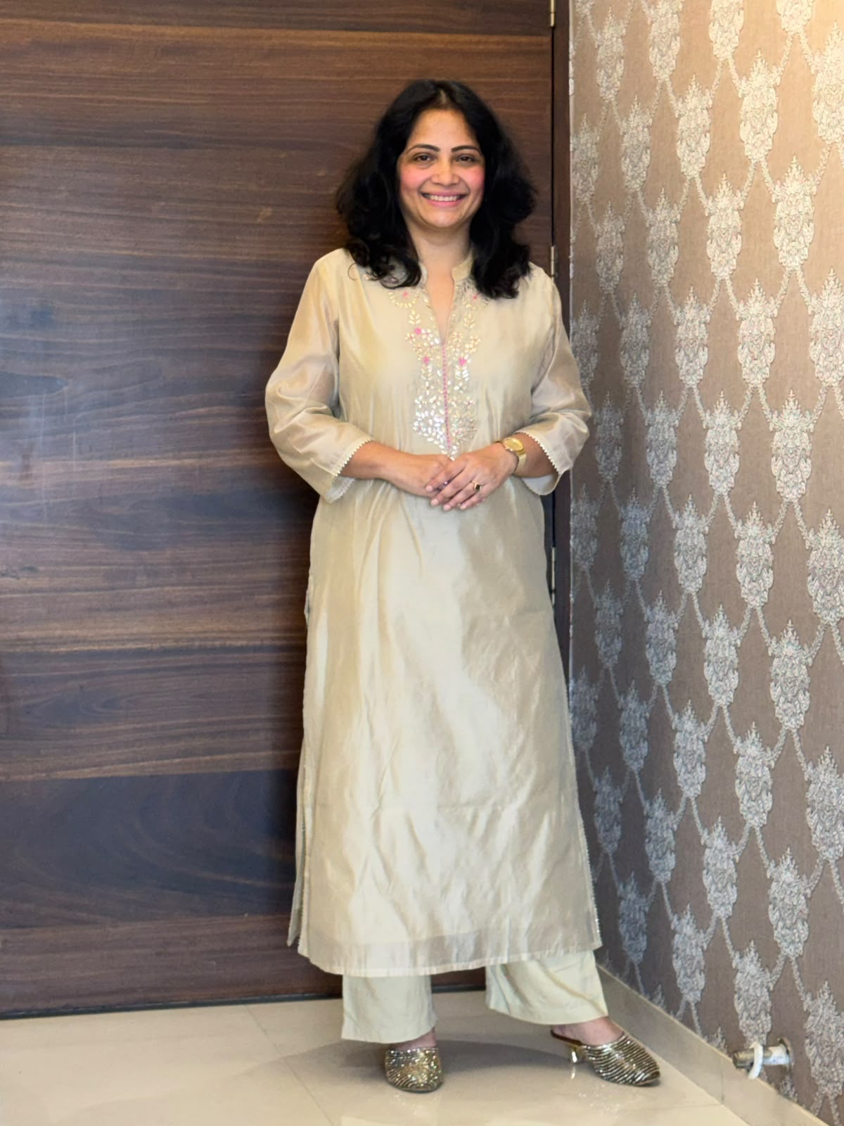 Motiya Color Chanderi Dupatta Set
