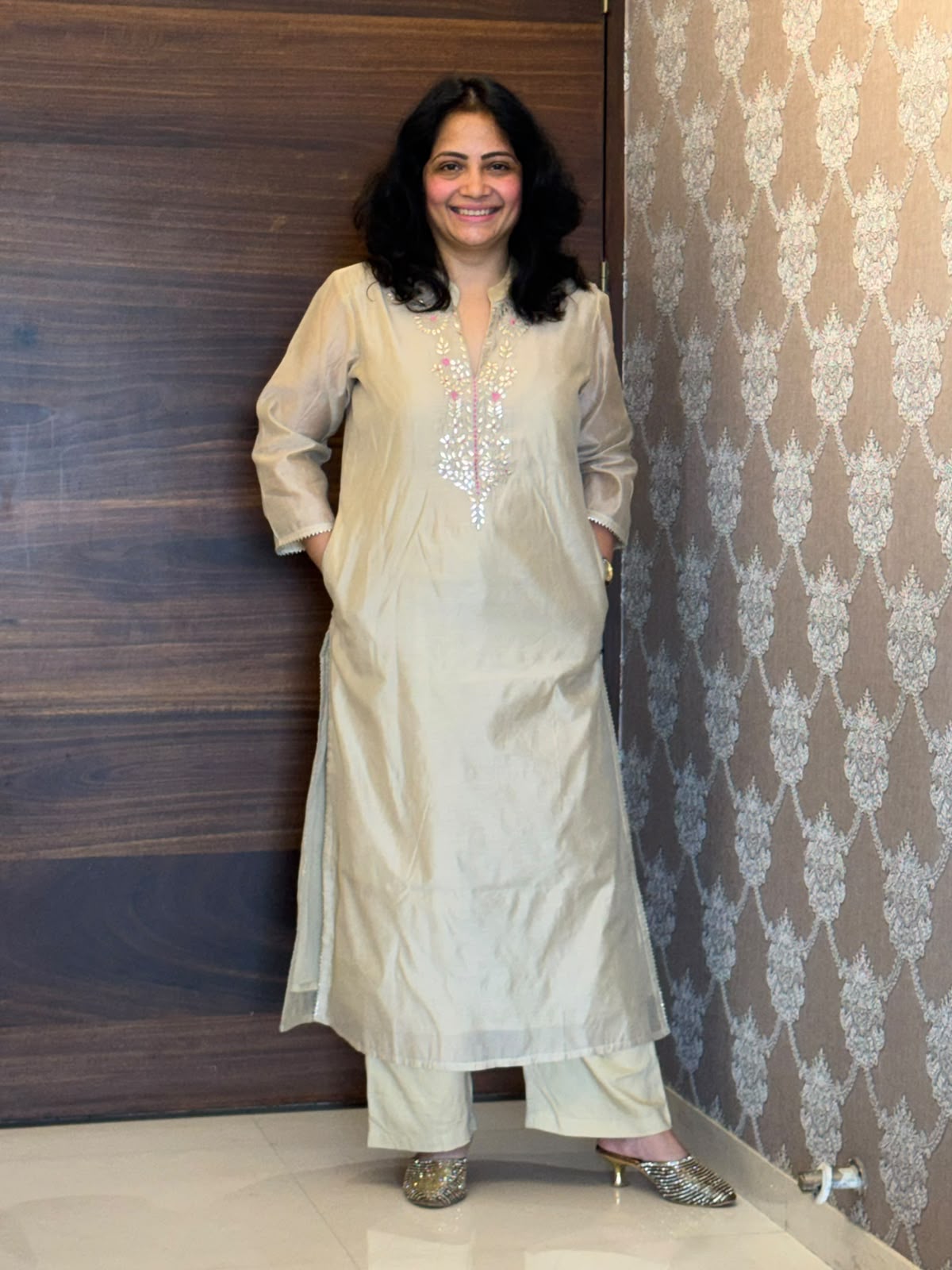 Motiya Color Chanderi Dupatta Set
