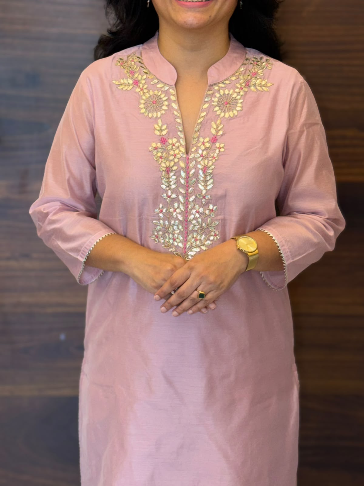 Motiya Pink Color Chanderi Dupatta Set