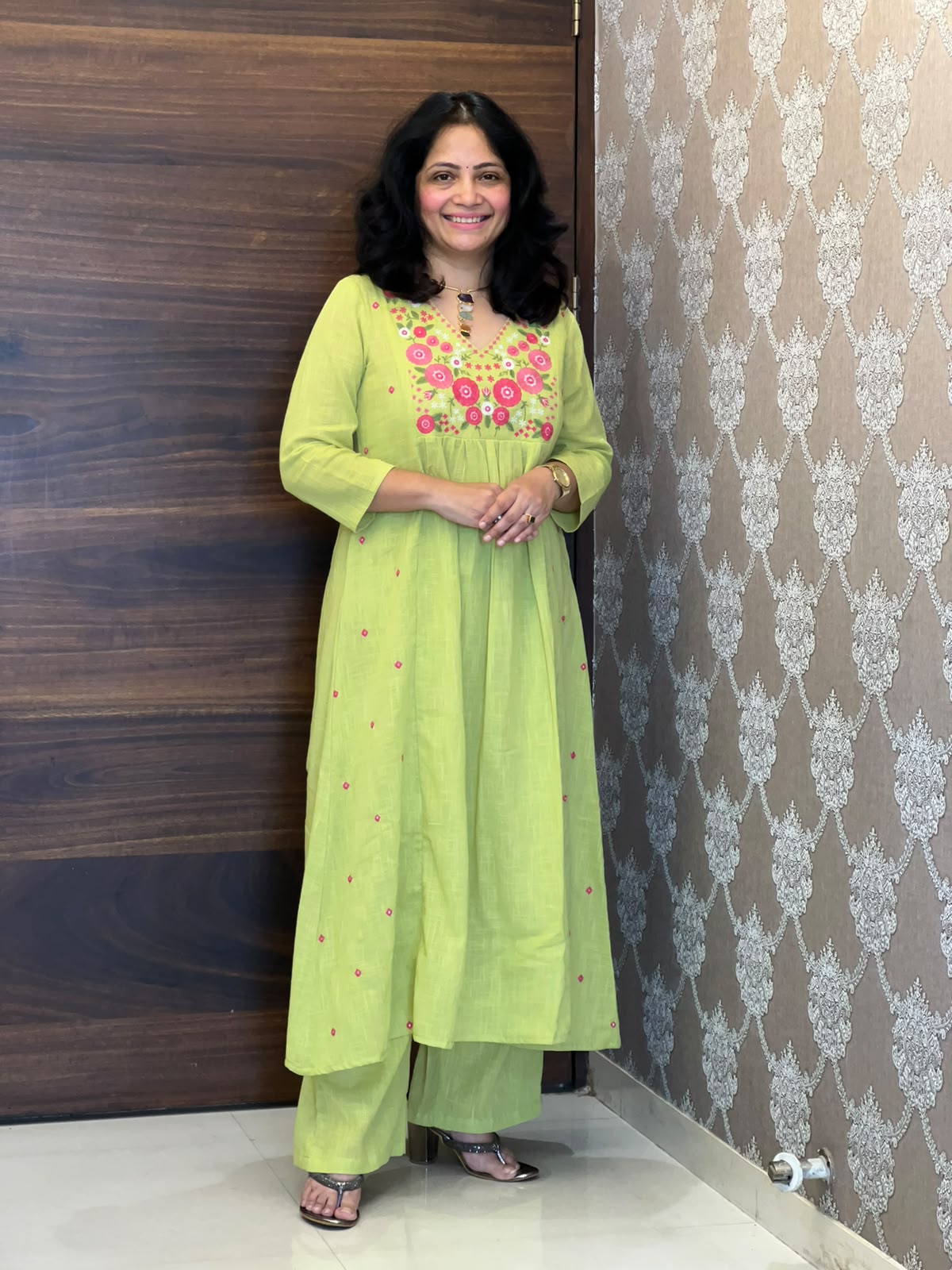 Pista Green Colour Cotton Flex Dupatta Set