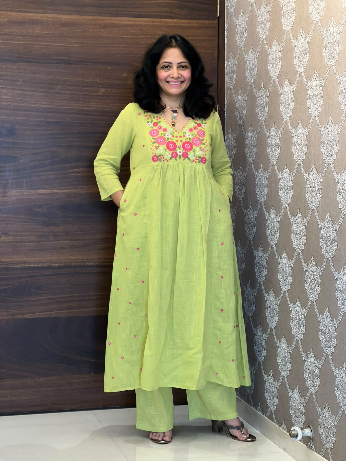 Pista Green Colour Cotton Flex Dupatta Set