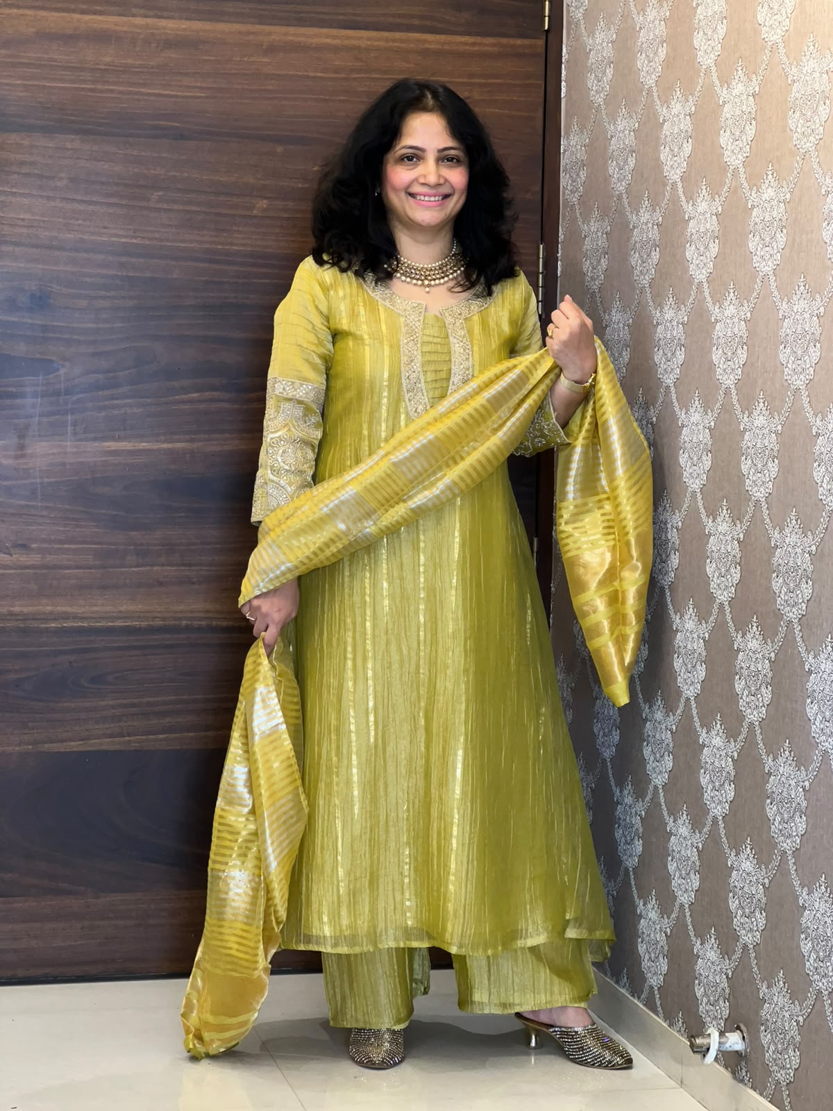 Mustard Color Salsa Fabric Dupatta Set
