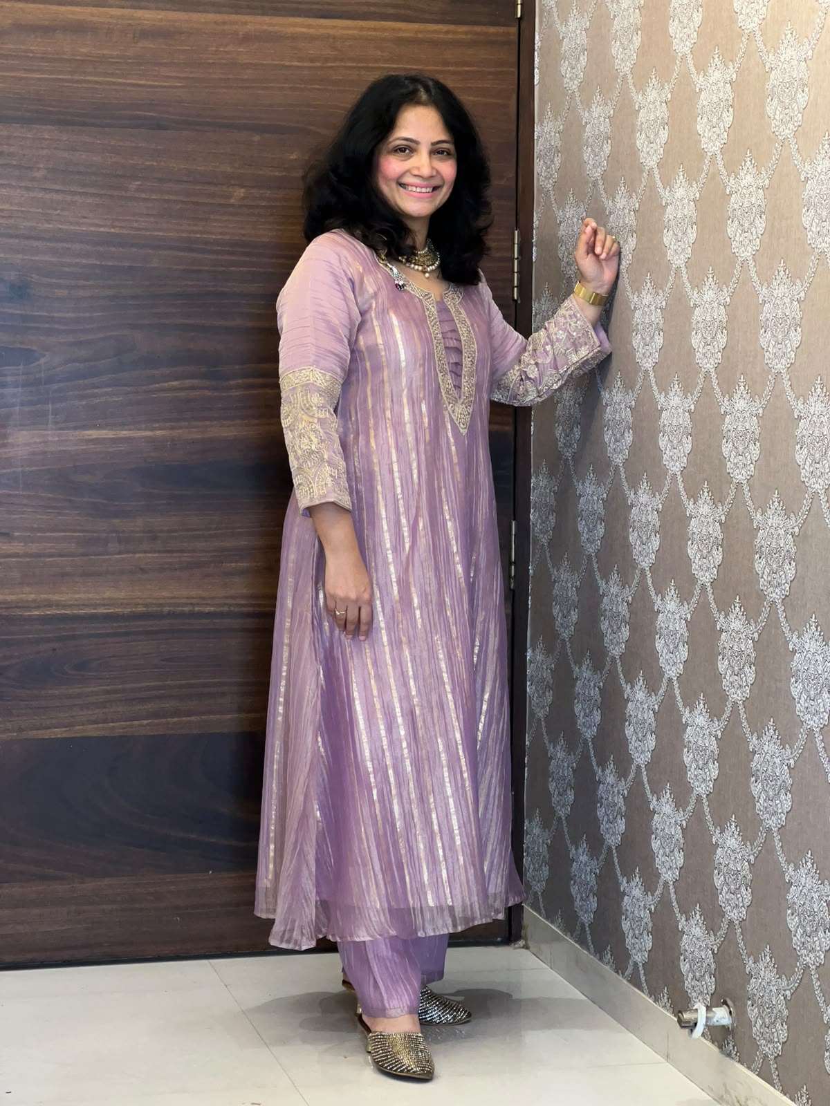 Lavender Color Salsa Fabric Dupatta Set