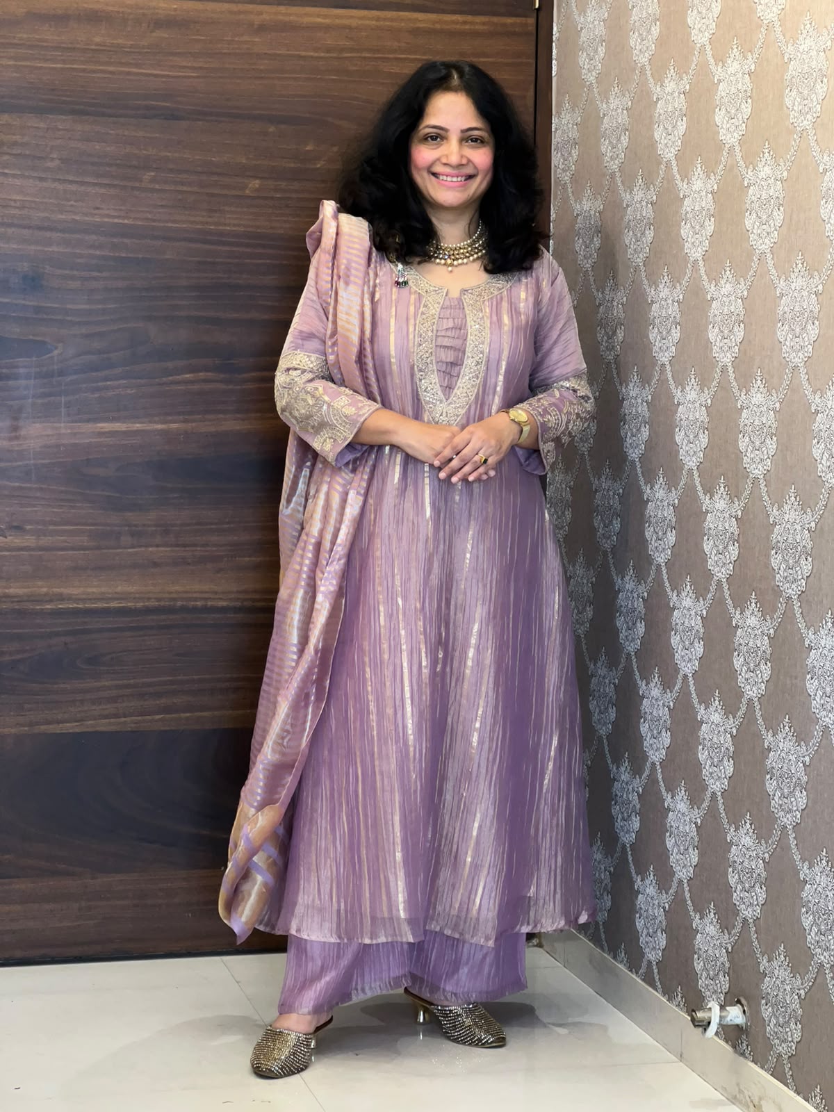 Lavender Color Salsa Fabric Dupatta Set