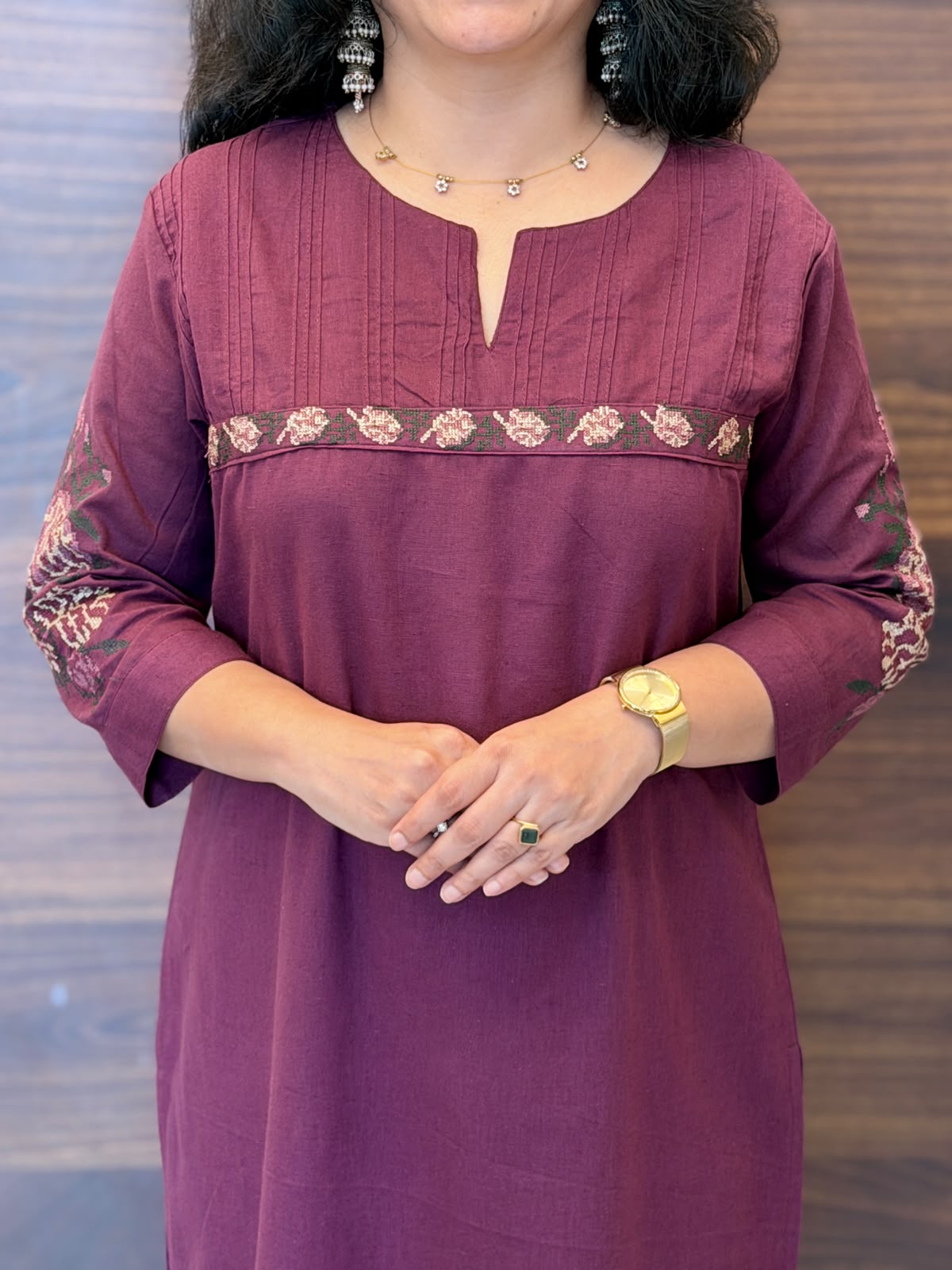 Purple Cotton Flex Kurti-Pant Set