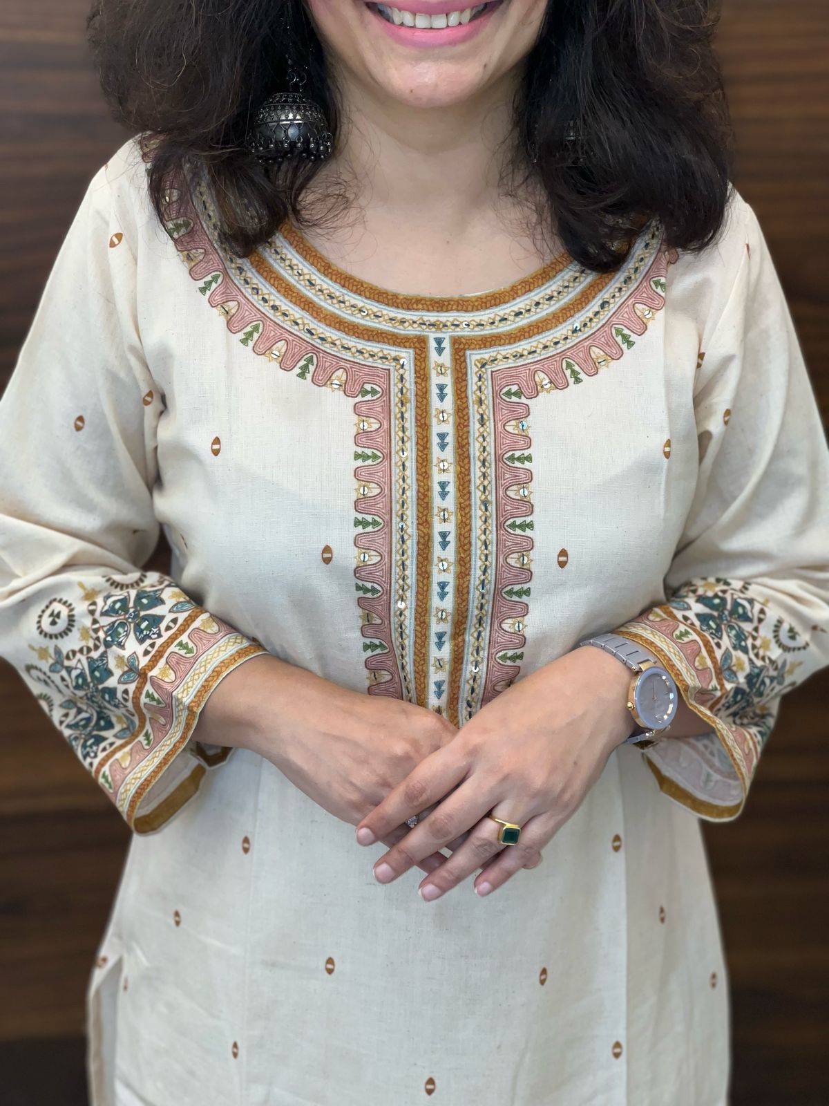 Beige Color Linen Flex Dupatta Set