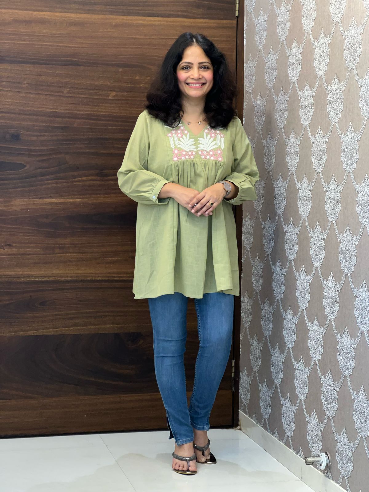 Pastel Green Color Cotton Slub Top