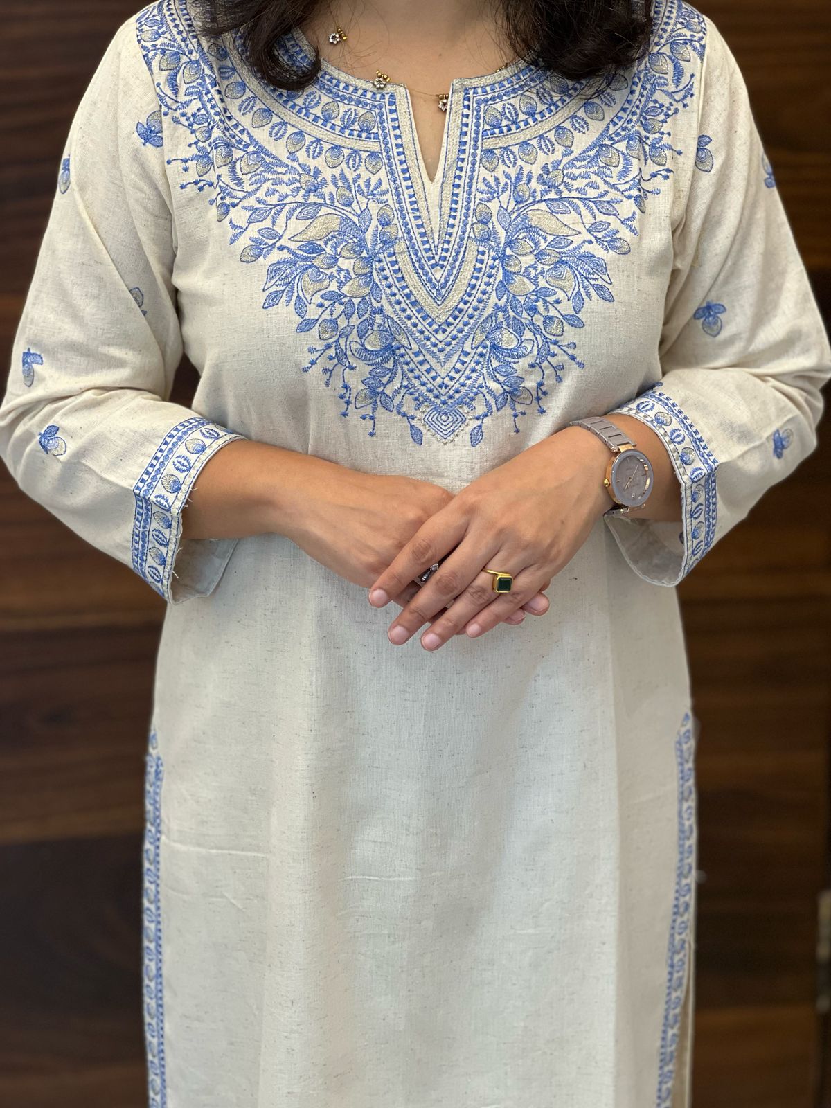 Beige Color Cotton Flex Kurti-Palazzo Set