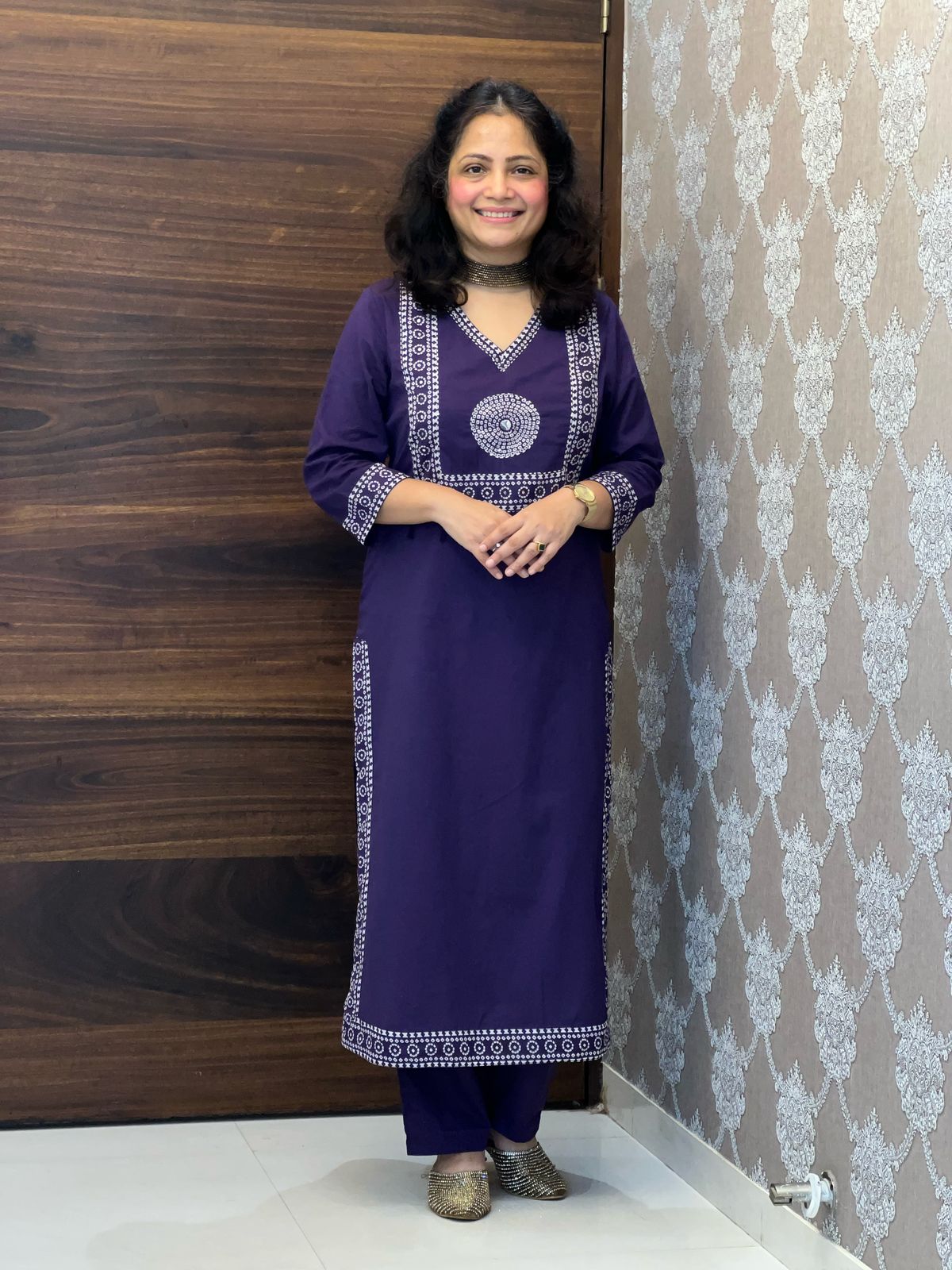 Purple Colour Pure Cotton Dupatta Set