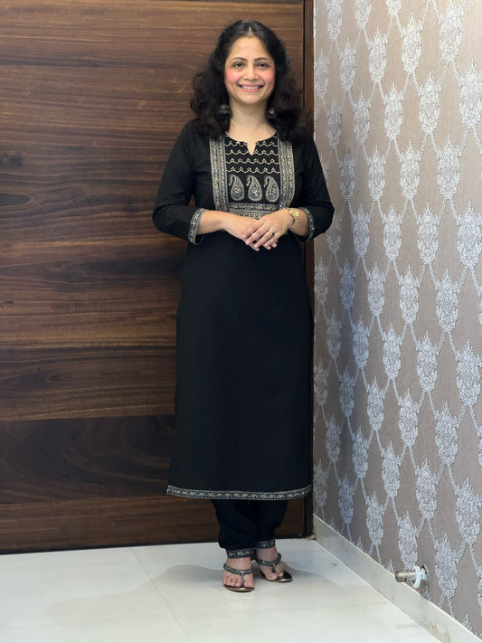 Black Colour Pure Cotton Dupatta Set