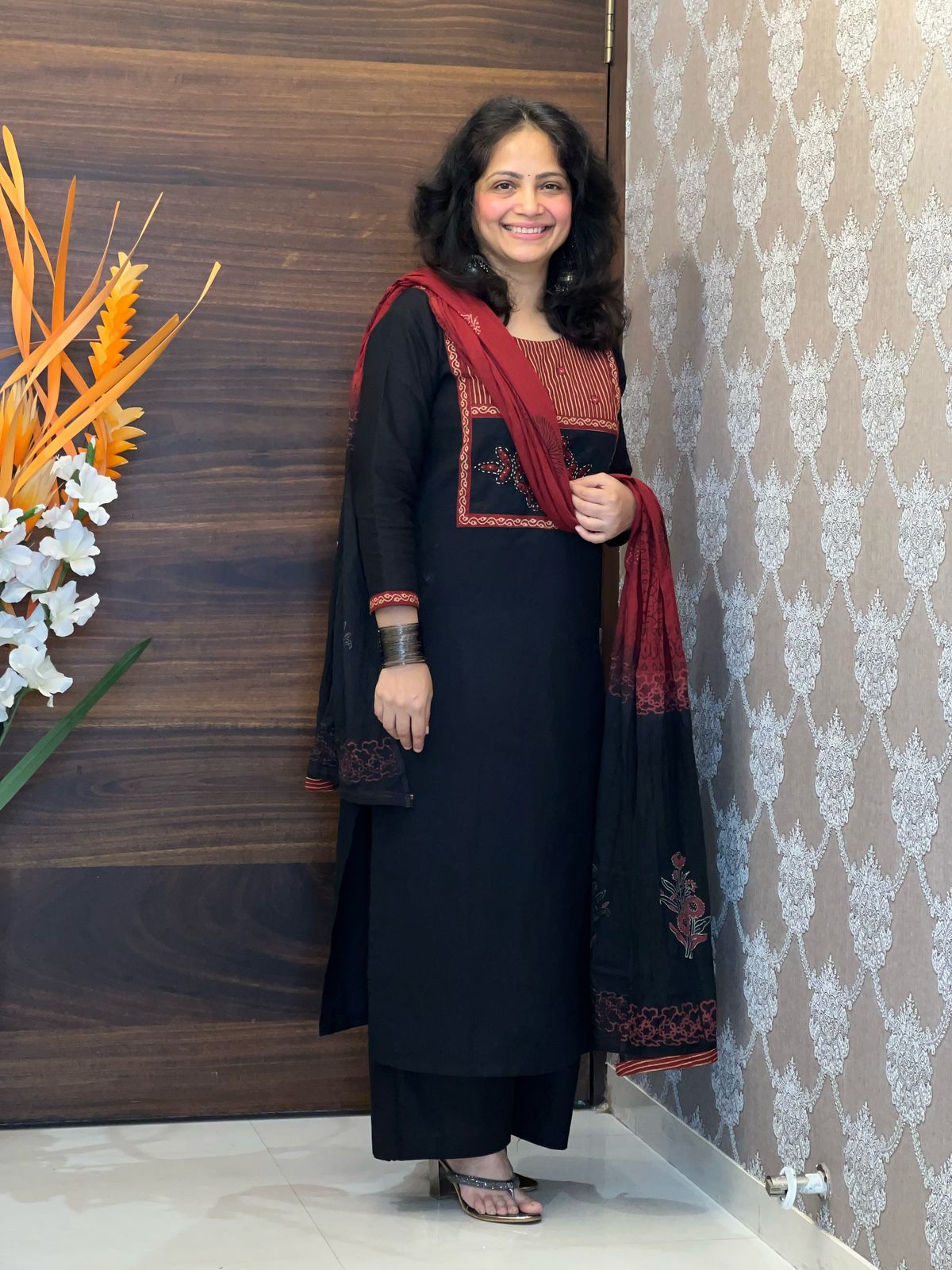 Black Colour Premium Cotton Dupatta Set