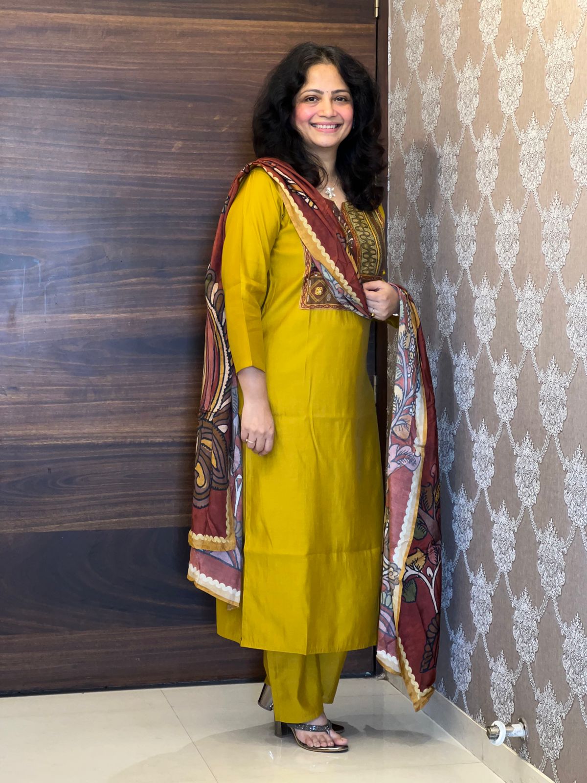 Mustard Color Modal Muslin Dupatta Set