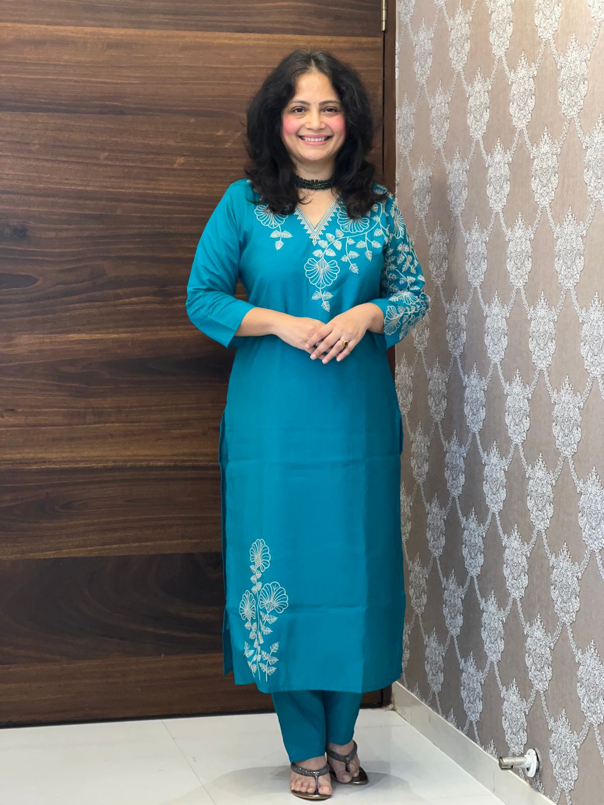 Peacock Color Roman Silk Dupatta Set