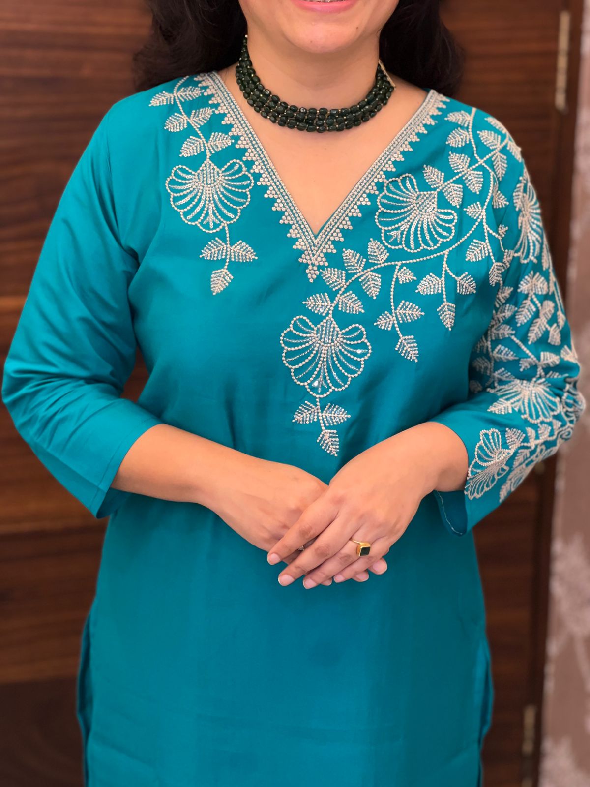 Peacock Color Roman Silk Dupatta Set