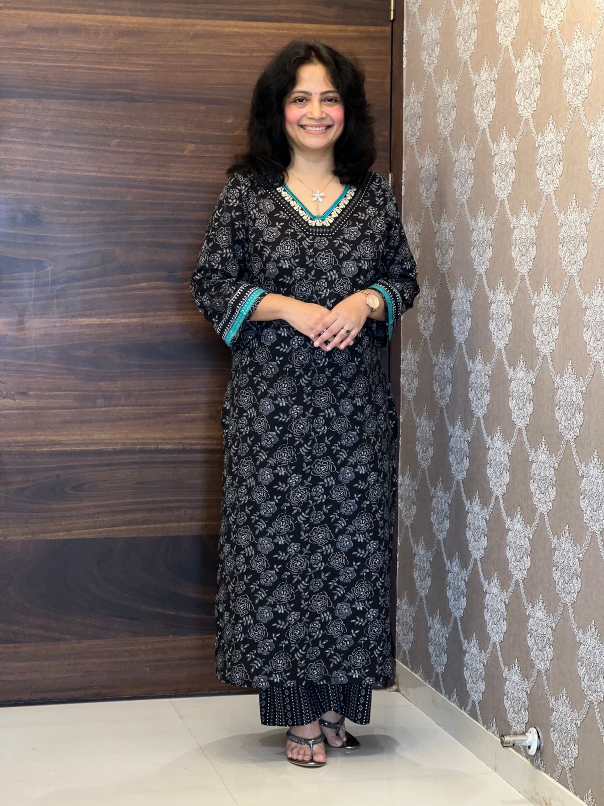 Black Colour Pure Cotton Dupatta Set