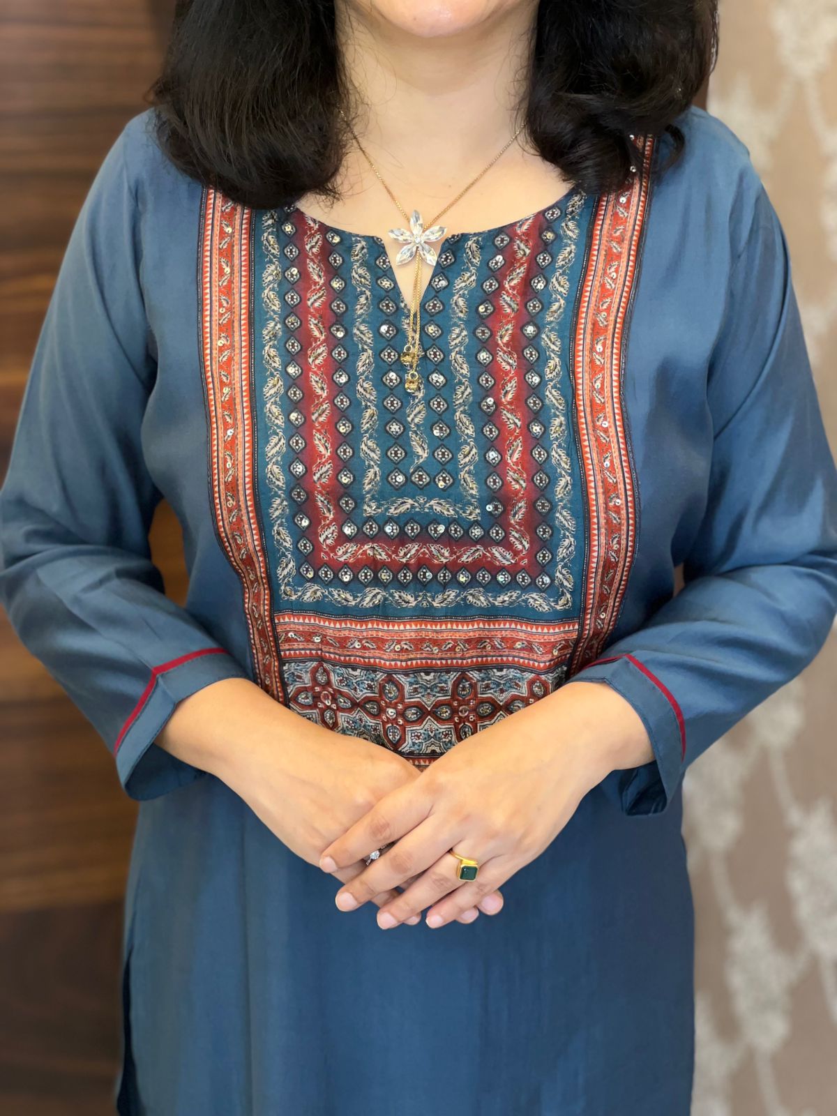 Teal Blue Color Modal Muslin Dupatta Set