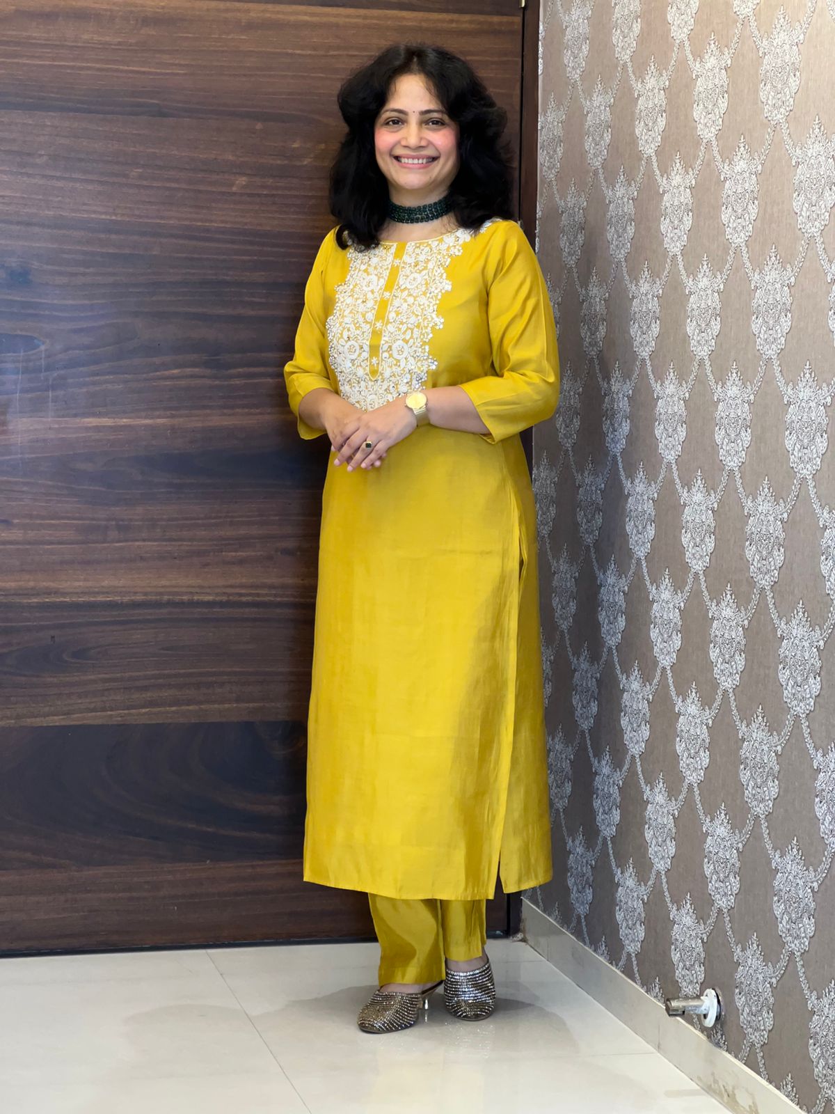 Yellow Color Muslin Dupatta Set