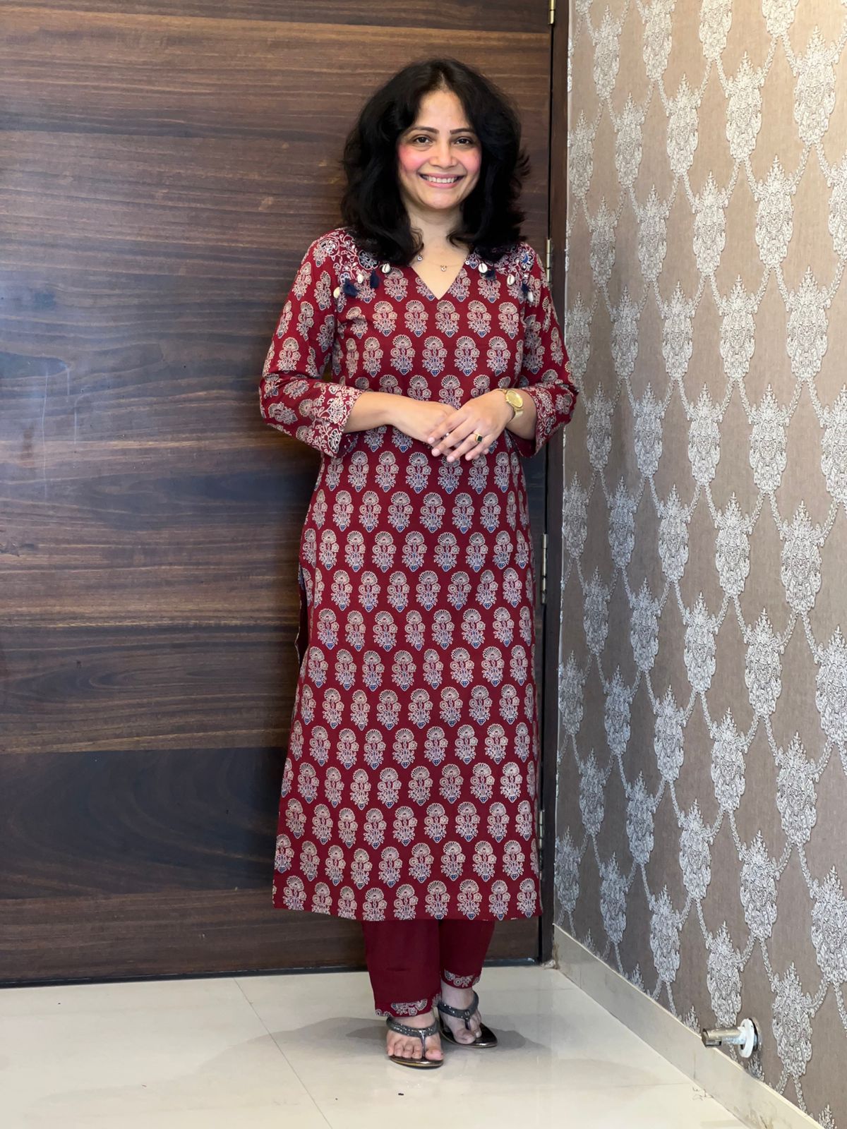 Bagru Printed Maroon Colour Pure Cotton Dupatta Set
