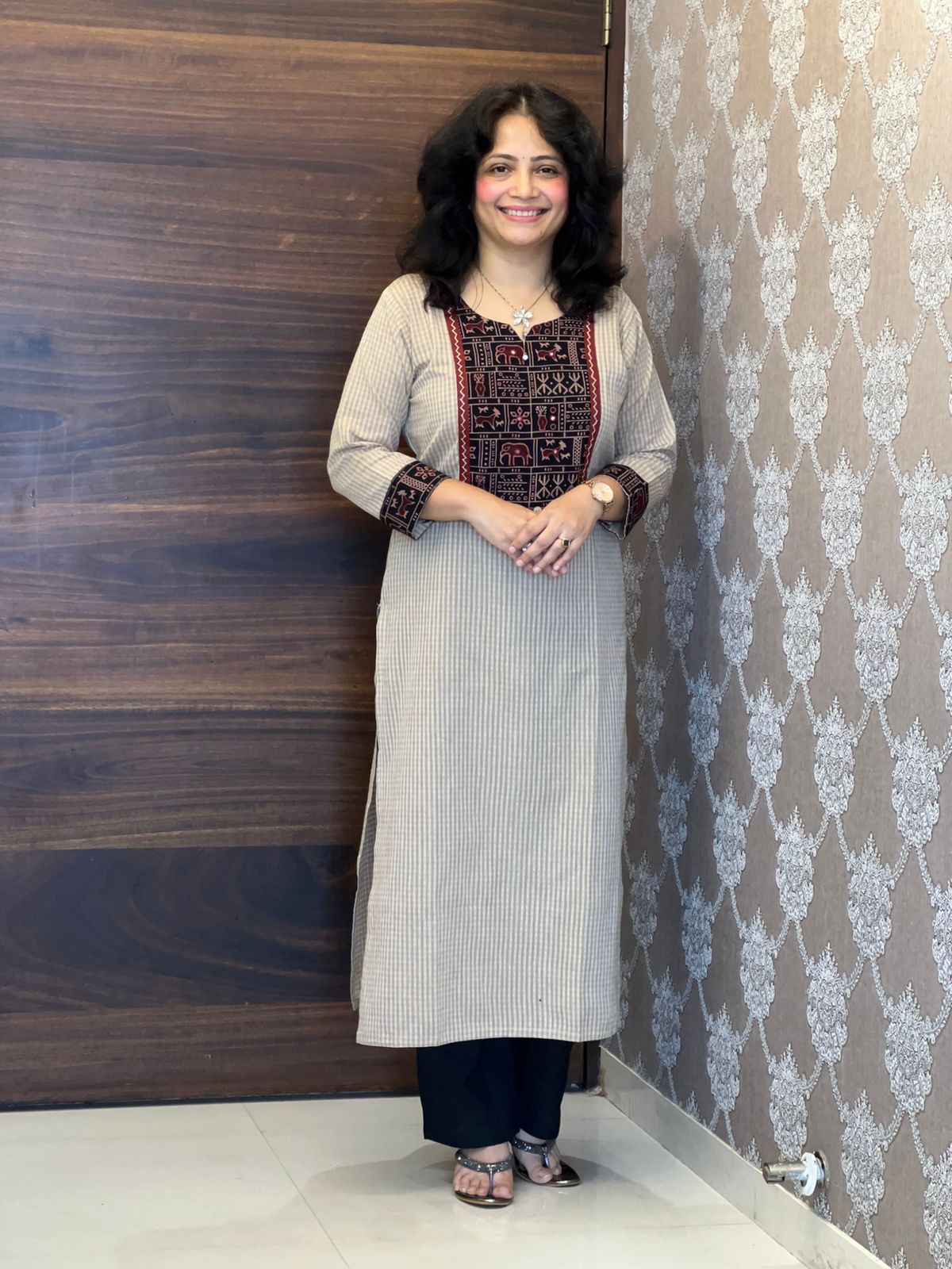 Handloom Cotton Kalamkari Patching Dupatta Set