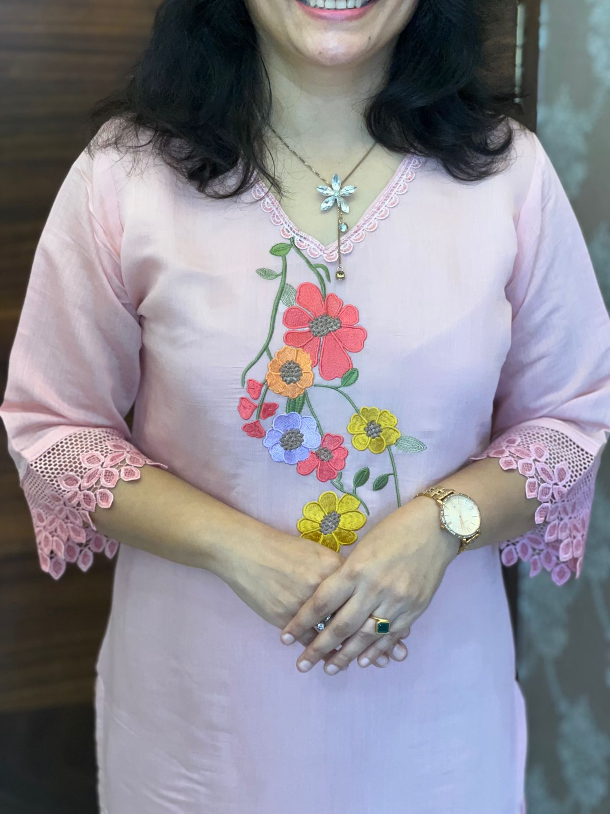 Pastel Pink Color Muslin Dupatta Set