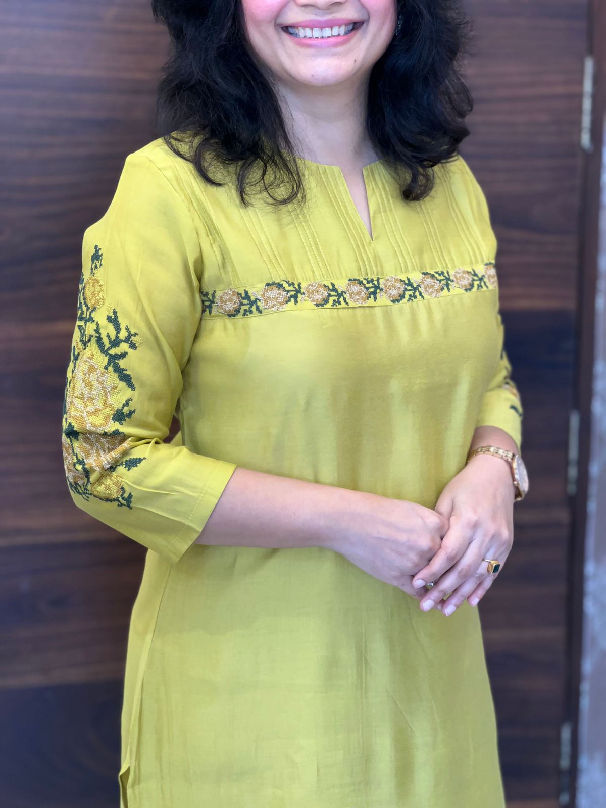 Mustard Yellow Modal Muslin Kurti-Pant Set