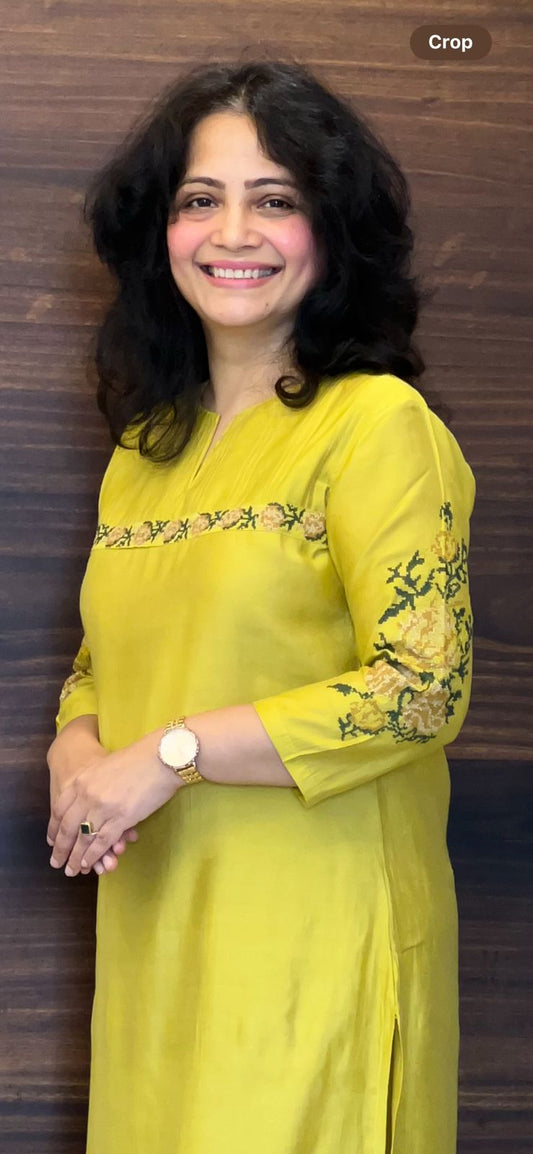 Mustard Yellow Modal Muslin Kurti-Pant Set