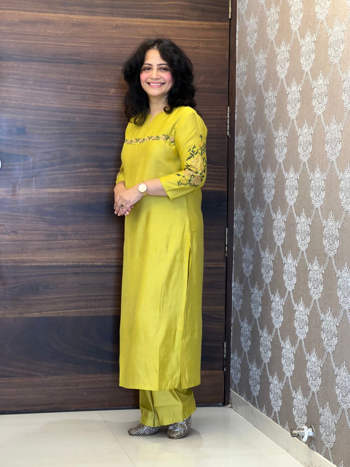 Mustard Yellow Modal Muslin Kurti-Pant Set