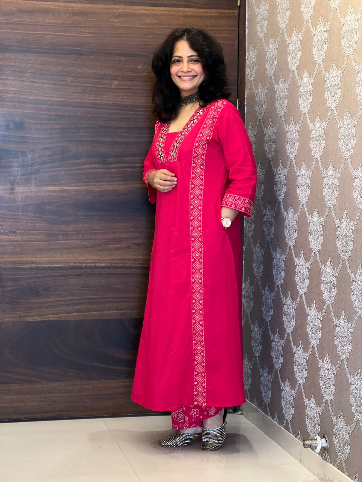 Deep Pink Color Pure Cotton Dupatta Set