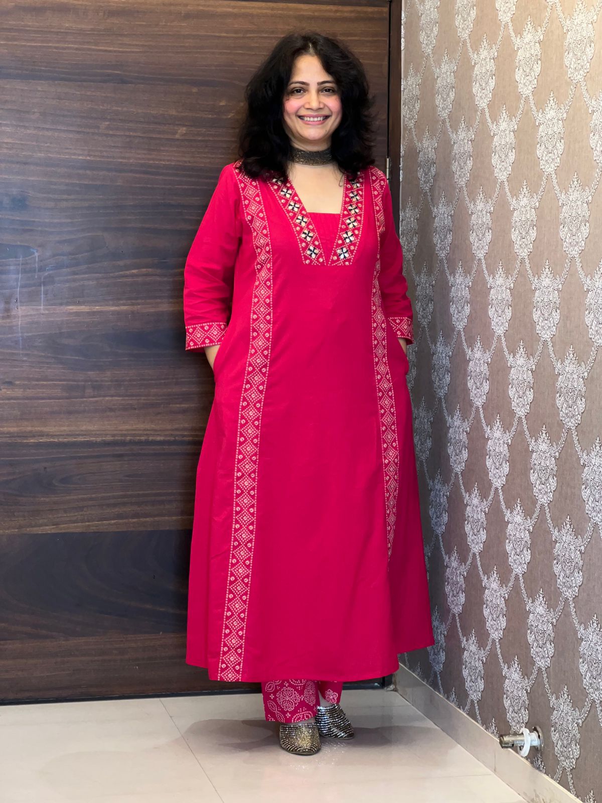 Deep Pink Color Pure Cotton Dupatta Set