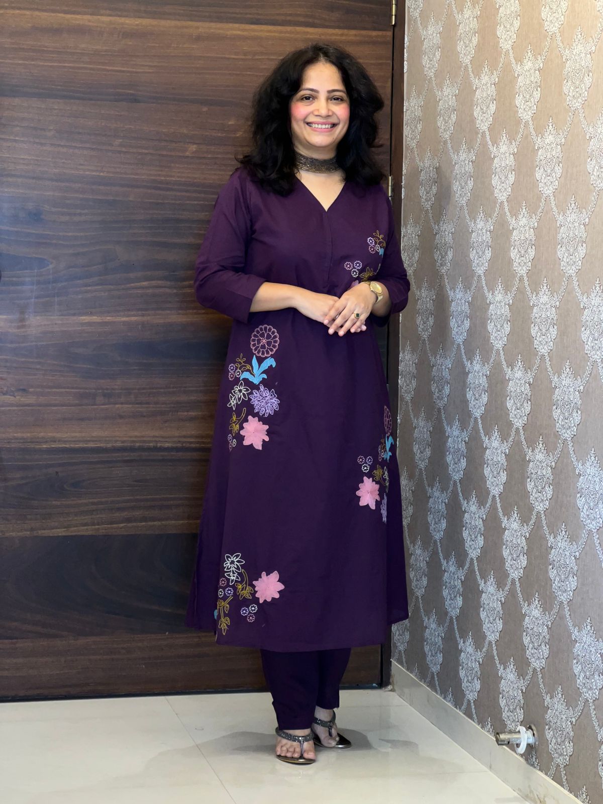 Purple Color Pure Cotton Dupatta Set