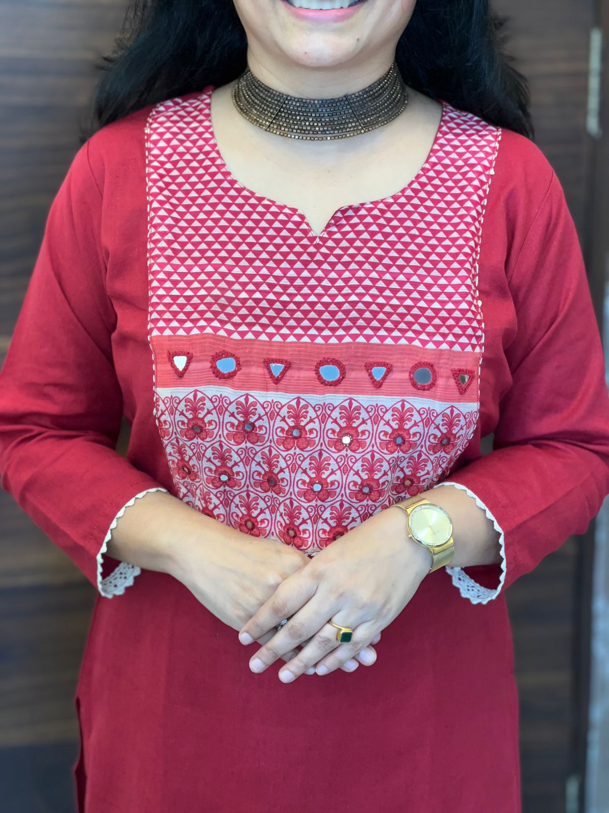 Red Color Cotton Flex Dupatta Set