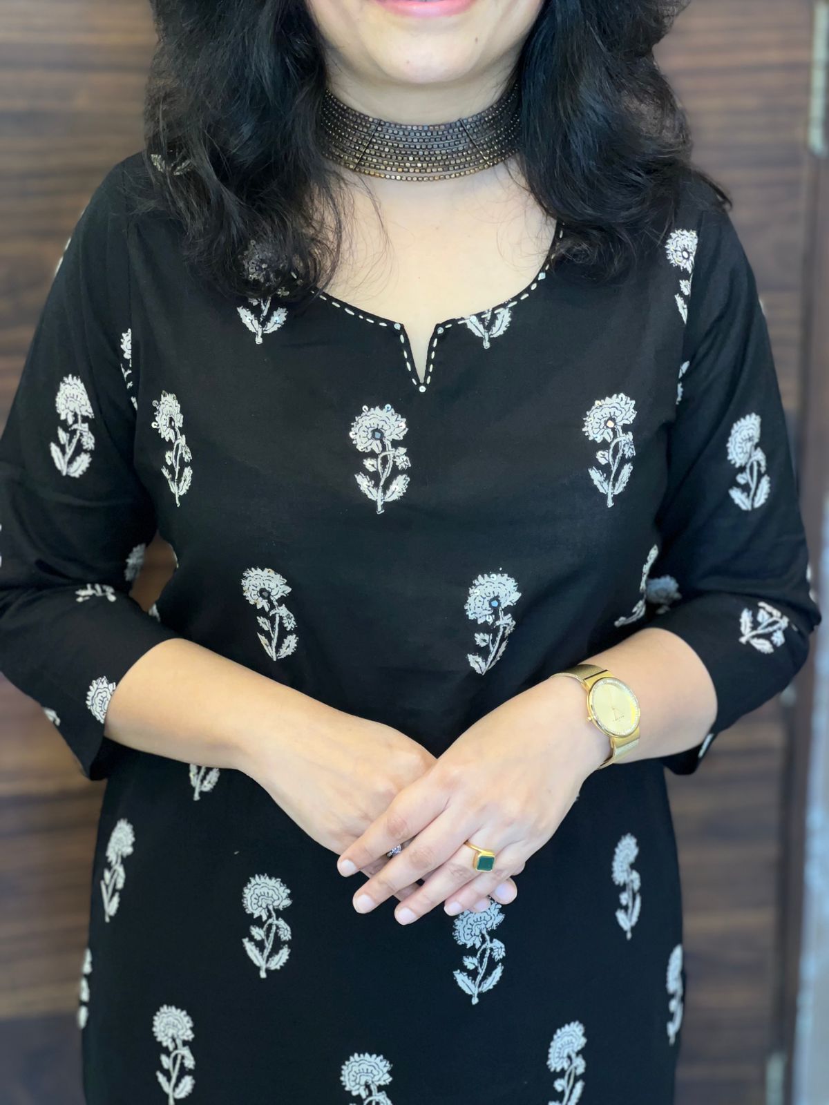 Hand-Block Printed Black Color Pure Cotton Dupatta Set