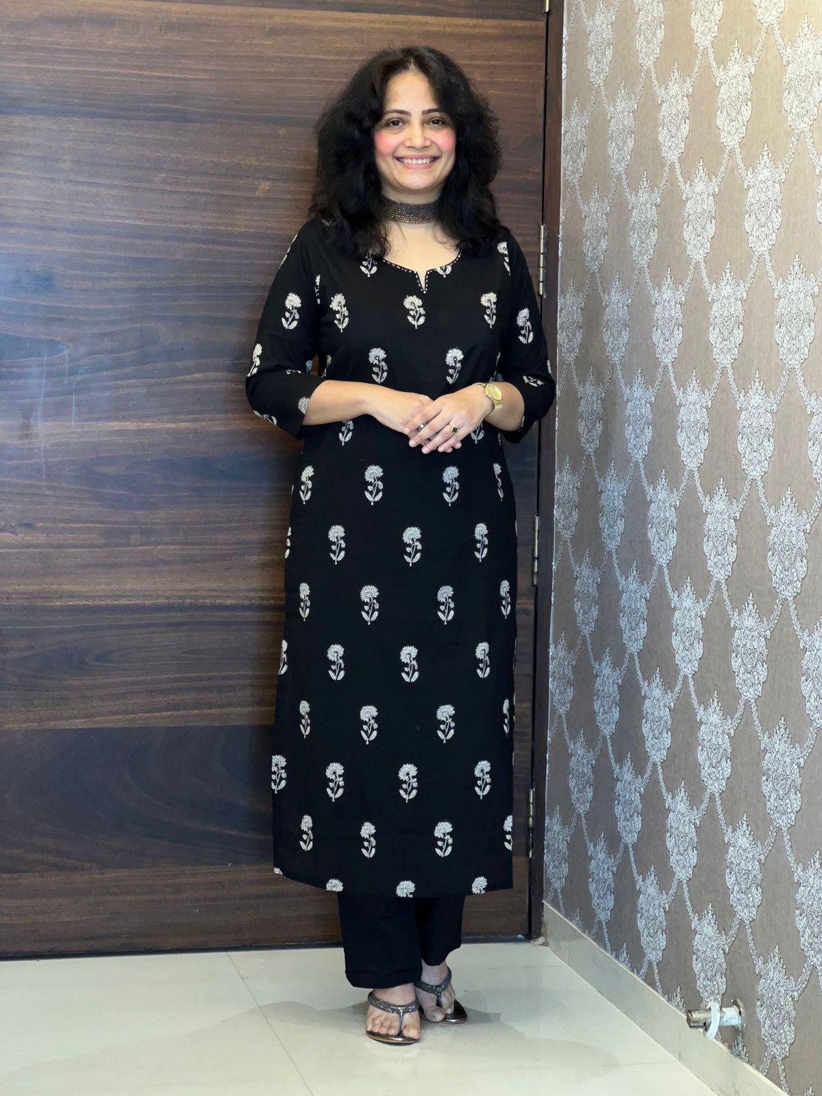 Hand-Block Printed Black Color Pure Cotton Dupatta Set