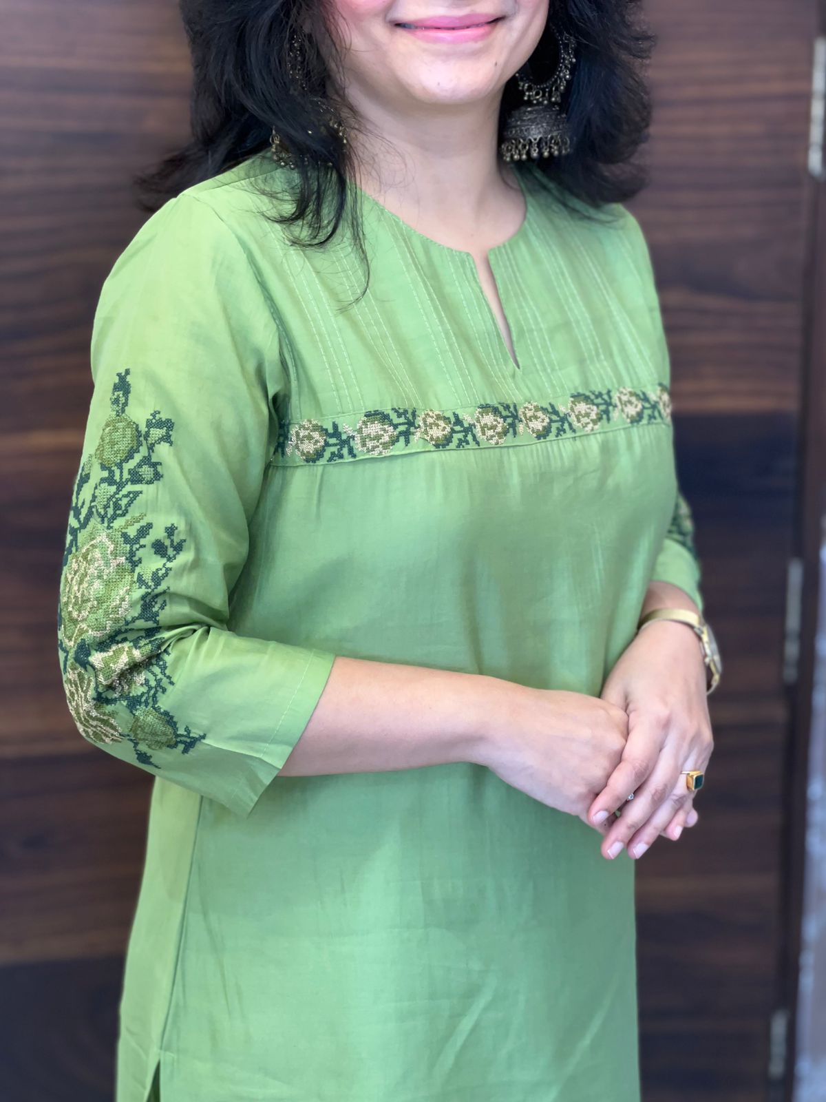 Lime Green  Modal Muslin Kurti-Pant Set