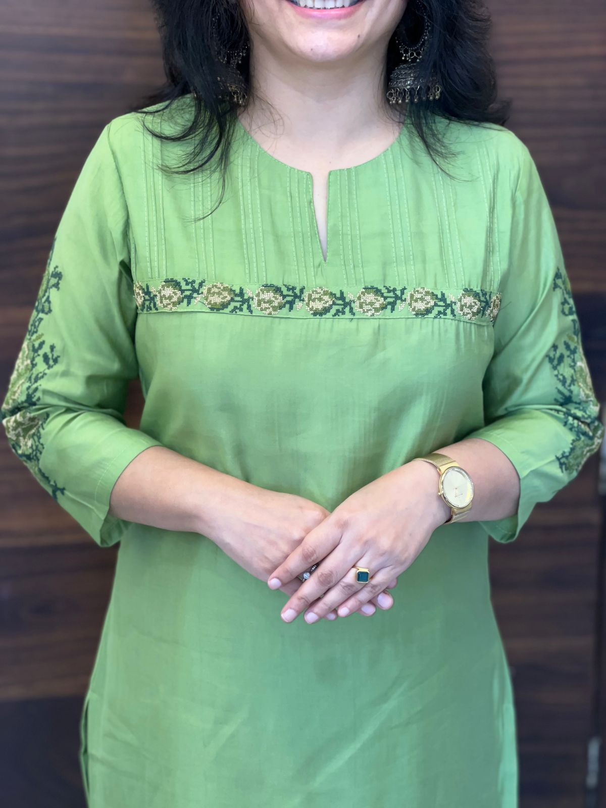 Lime Green  Modal Muslin Kurti-Pant Set