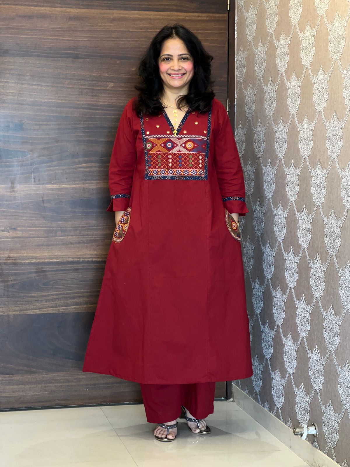 Maroon Colour Premium Cotton Dupatta Set