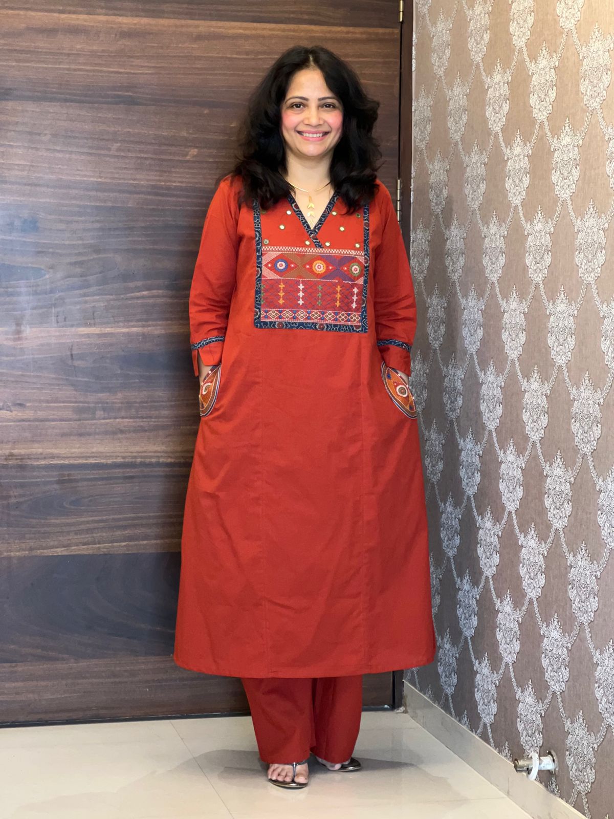 Rust Colour Premium Cotton Dupatta Set