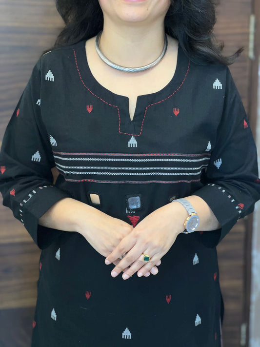 Black Colour Handloom Dupatta Set