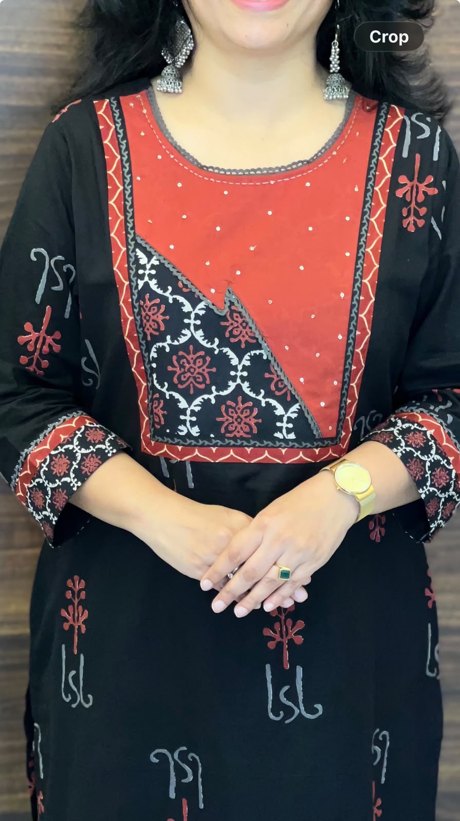 Black Color Block-Printed Pure Cotton Dupatta Set