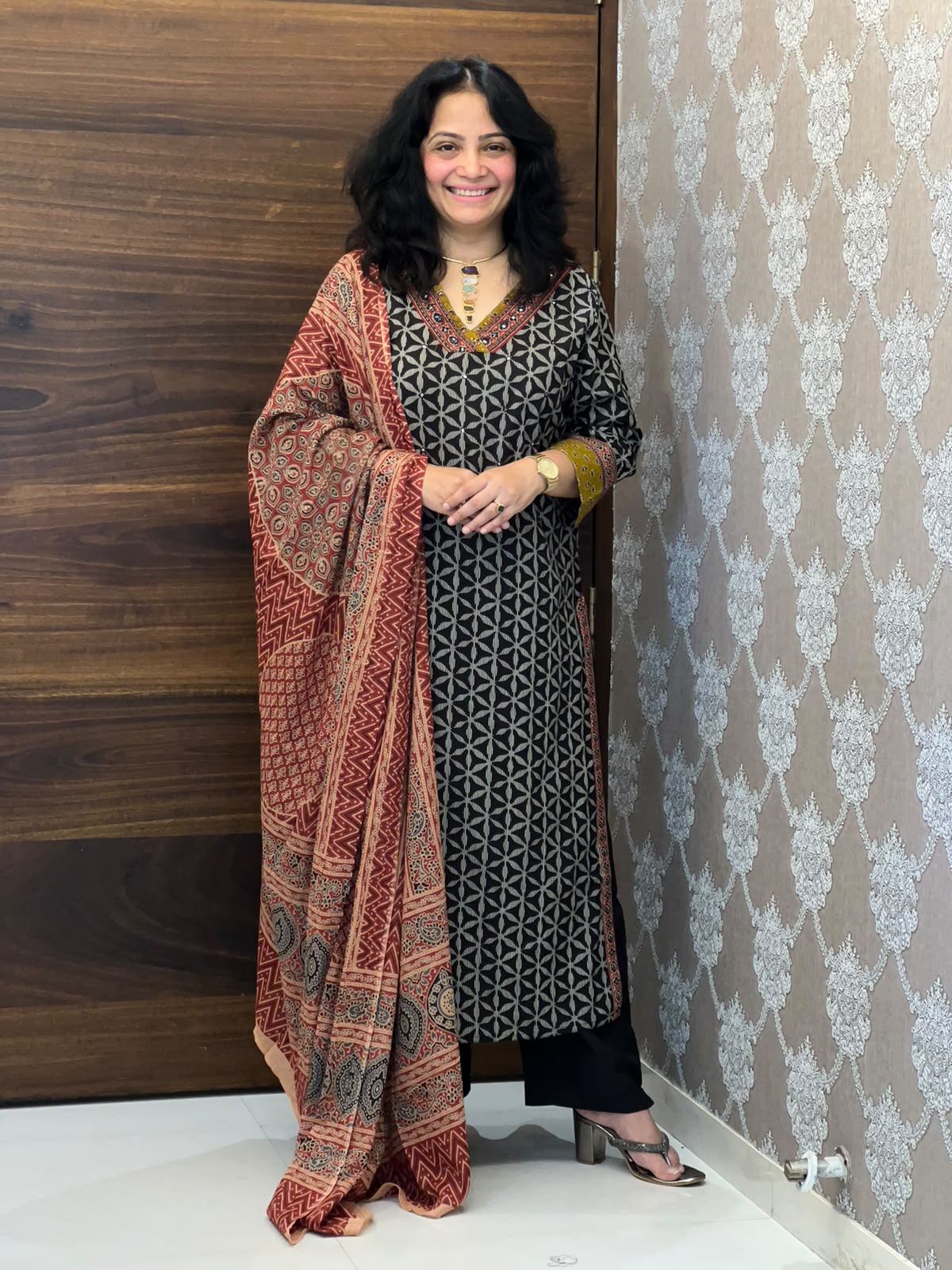 Black-White Color Pure Cotton Dupatta Set